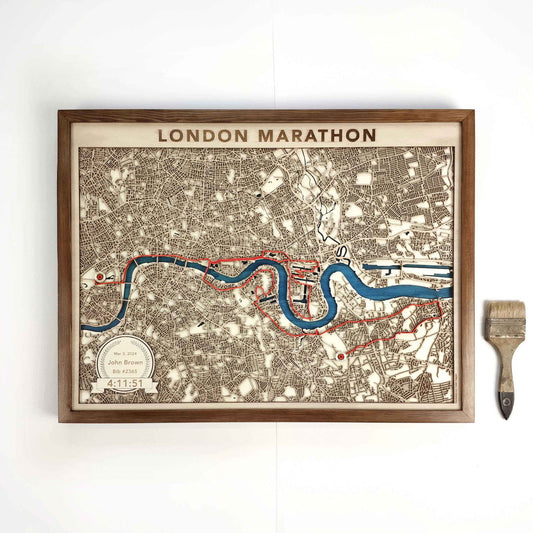 London Marathon Commemorative Wooden Route Map – Collector's Item by CityWood - Custom Wood Map Art - Unique Laser Cut Engraved - Anniversary Gift