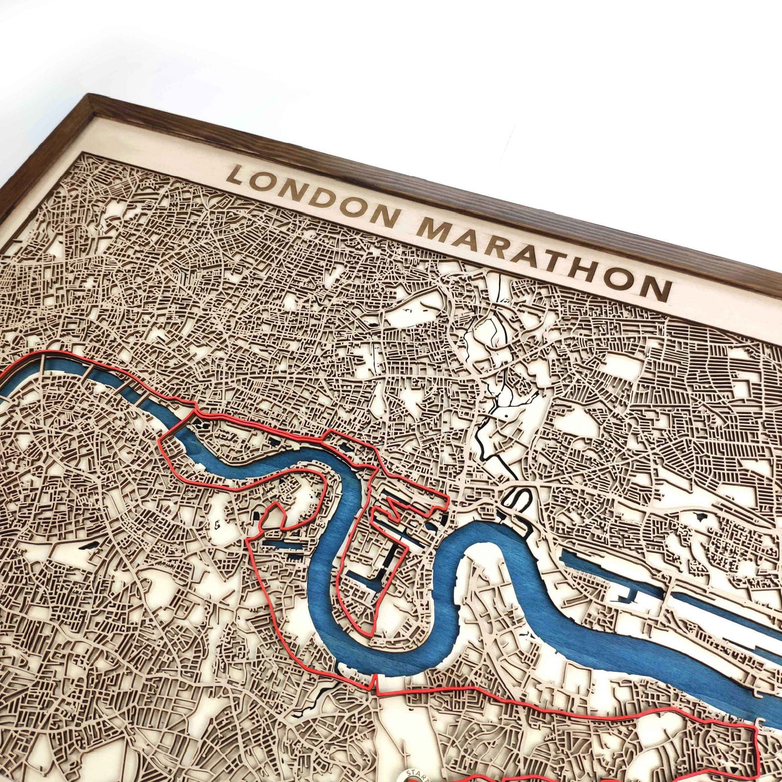 London Marathon Commemorative Wooden Route Map – Collector's Item by CityWood - Custom Wood Map Art - Unique Laser Cut Engraved - Anniversary Gift