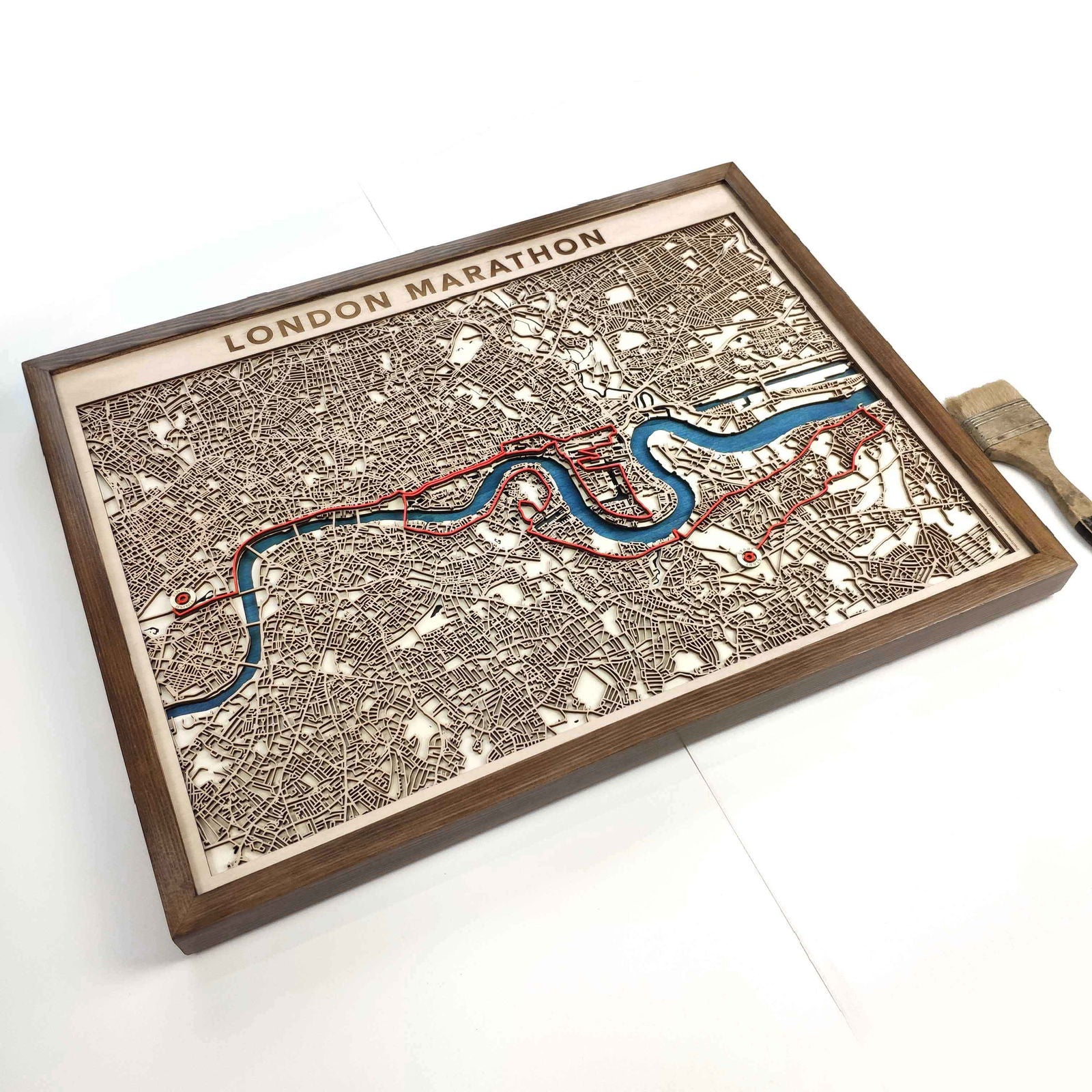 London Marathon Commemorative Wooden Route Map – Collector's Item by CityWood - Custom Wood Map Art - Unique Laser Cut Engraved - Anniversary Gift