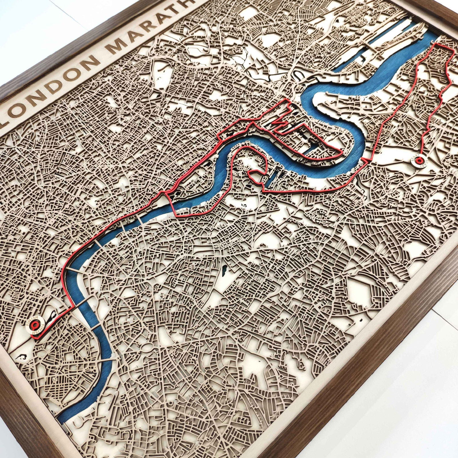 London Marathon Commemorative Wooden Route Map – Collector's Item by CityWood - Custom Wood Map Art - Unique Laser Cut Engraved - Anniversary Gift