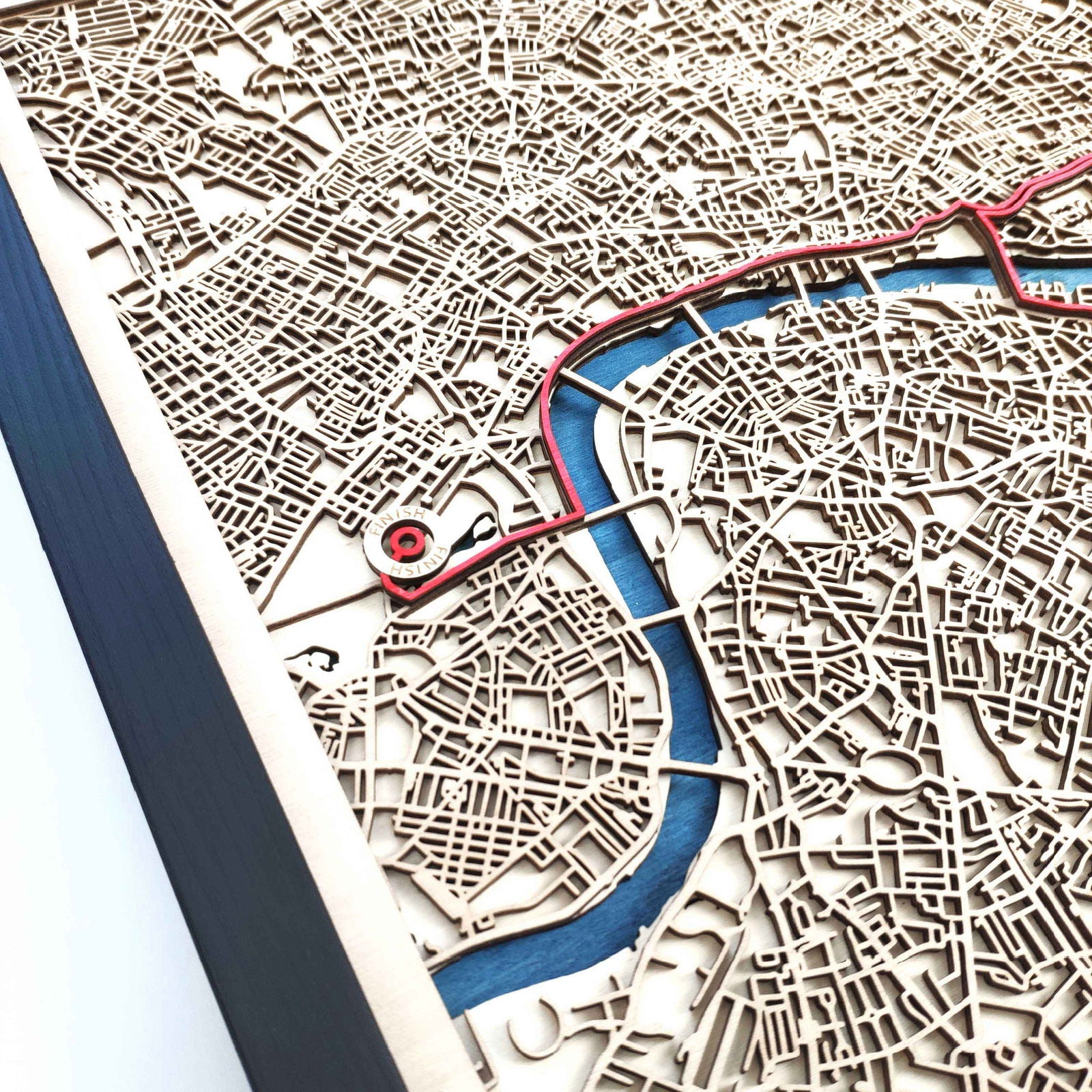 London Marathon Course Map - Wall Art Gift by CityWood - Custom Wood Map Art - Unique Laser Cut Engraved - Anniversary Gift