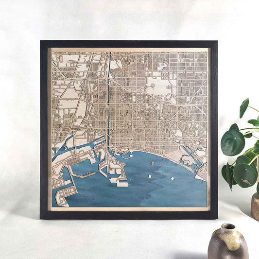 Long Beach Wooden Map by CityWood - Custom Wood Map Art - Unique Laser Cut Engraved - Anniversary Gift