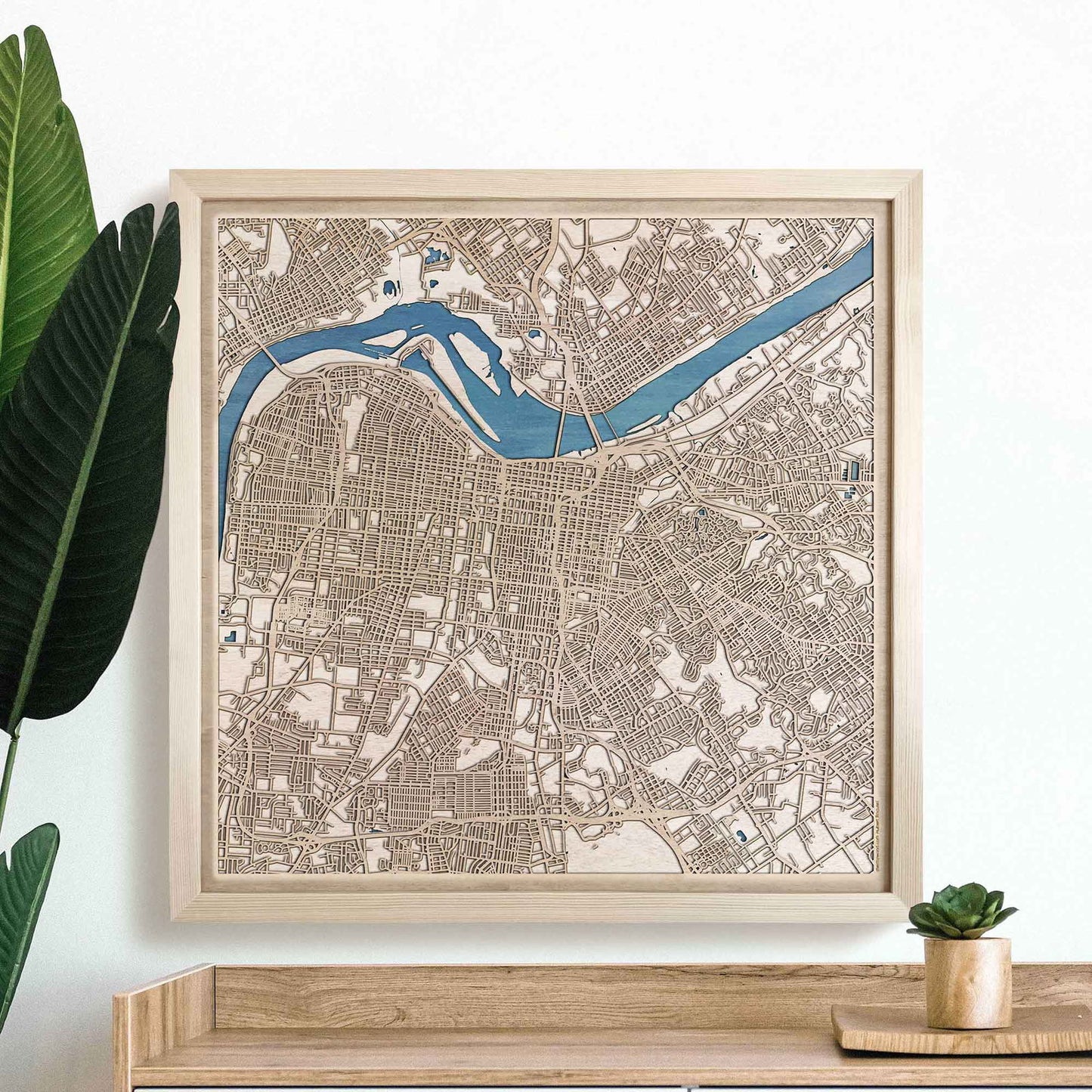 Louisville Wooden Map by CityWood - Custom Wood Map Art - Unique Laser Cut Engraved - Anniversary Gift