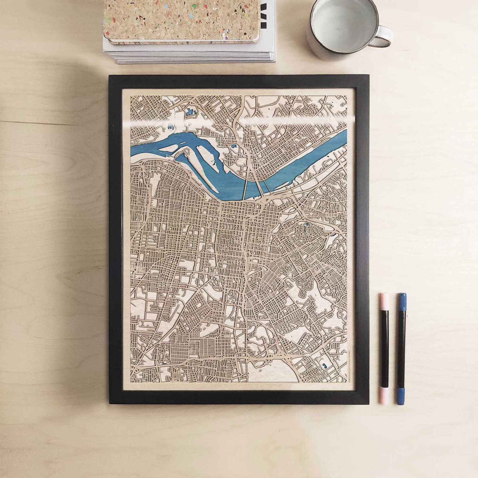 Louisville Wooden Map by CityWood - Custom Wood Map Art - Unique Laser Cut Engraved - Anniversary Gift