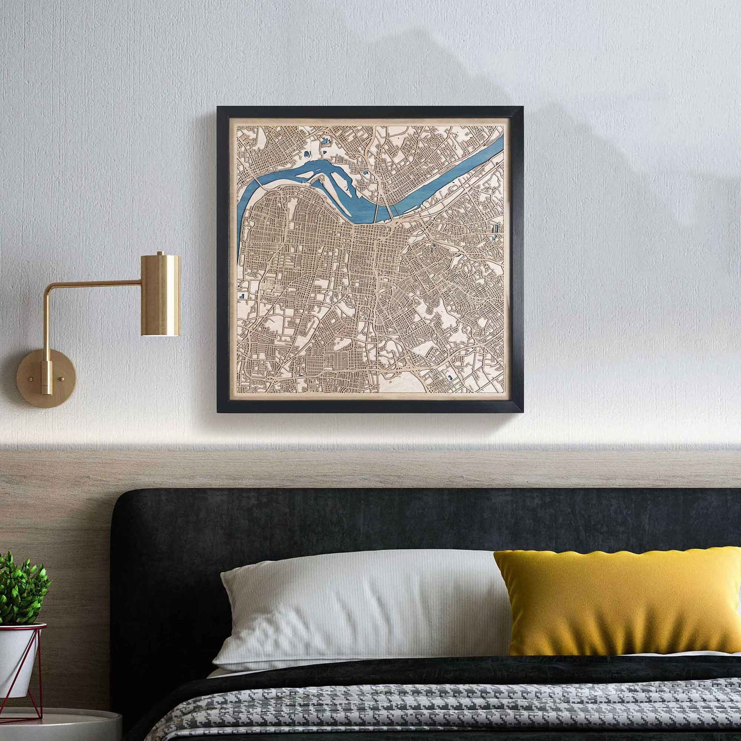 Louisville Wooden Map by CityWood - Custom Wood Map Art - Unique Laser Cut Engraved - Anniversary Gift