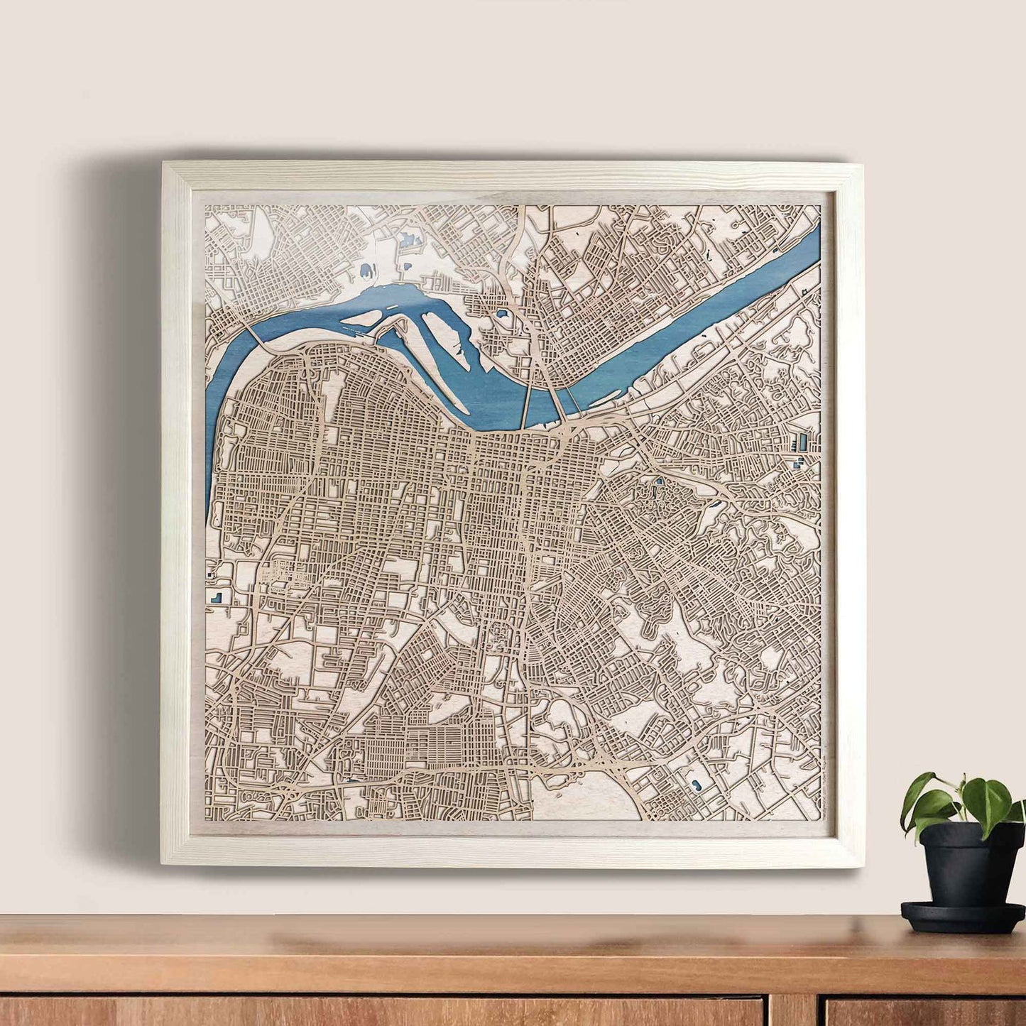 Louisville Wooden Map by CityWood - Custom Wood Map Art - Unique Laser Cut Engraved - Anniversary Gift