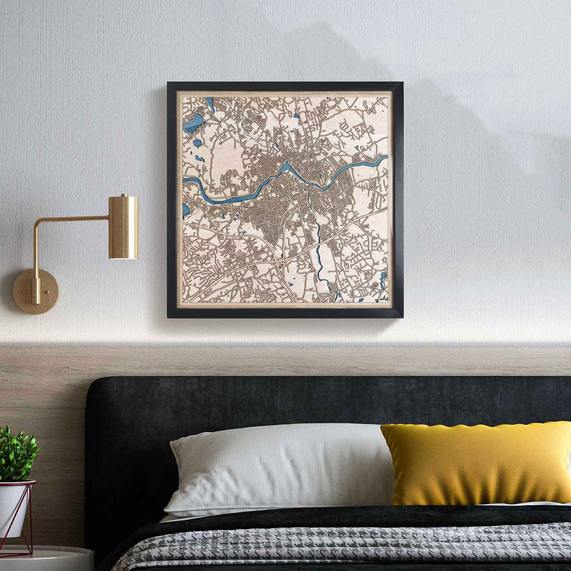 Lowell Wooden Map by CityWood - Custom Wood Map Art - Unique Laser Cut Engraved - Anniversary Gift