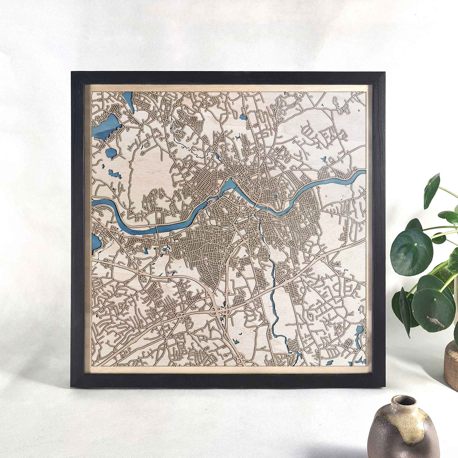 Lowell Wooden Map by CityWood - Custom Wood Map Art - Unique Laser Cut Engraved - Anniversary Gift