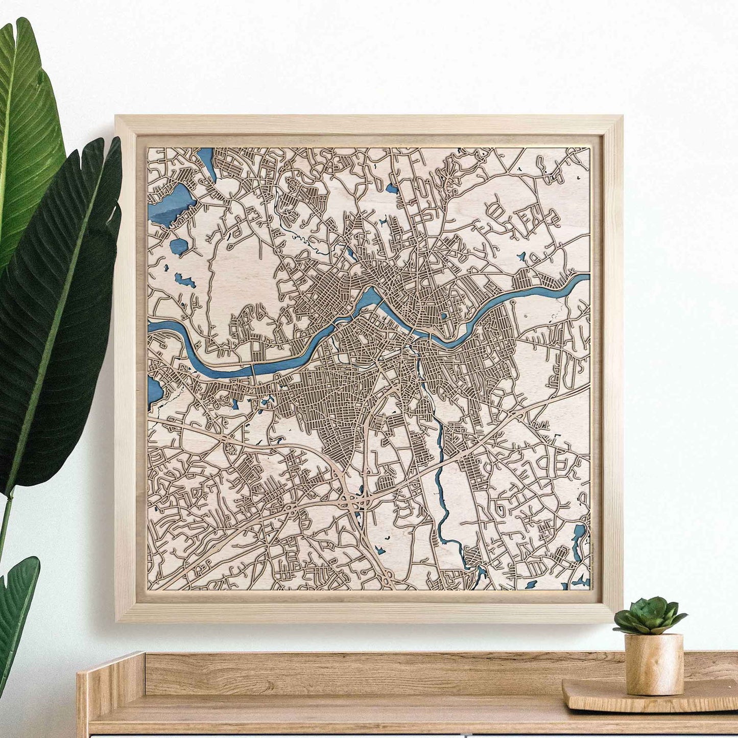 Lowell Wooden Map by CityWood - Custom Wood Map Art - Unique Laser Cut Engraved - Anniversary Gift