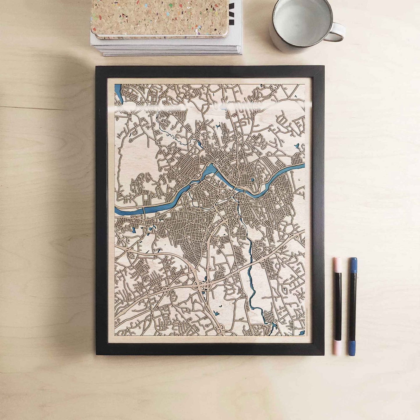 Lowell Wooden Map by CityWood - Custom Wood Map Art - Unique Laser Cut Engraved - Anniversary Gift