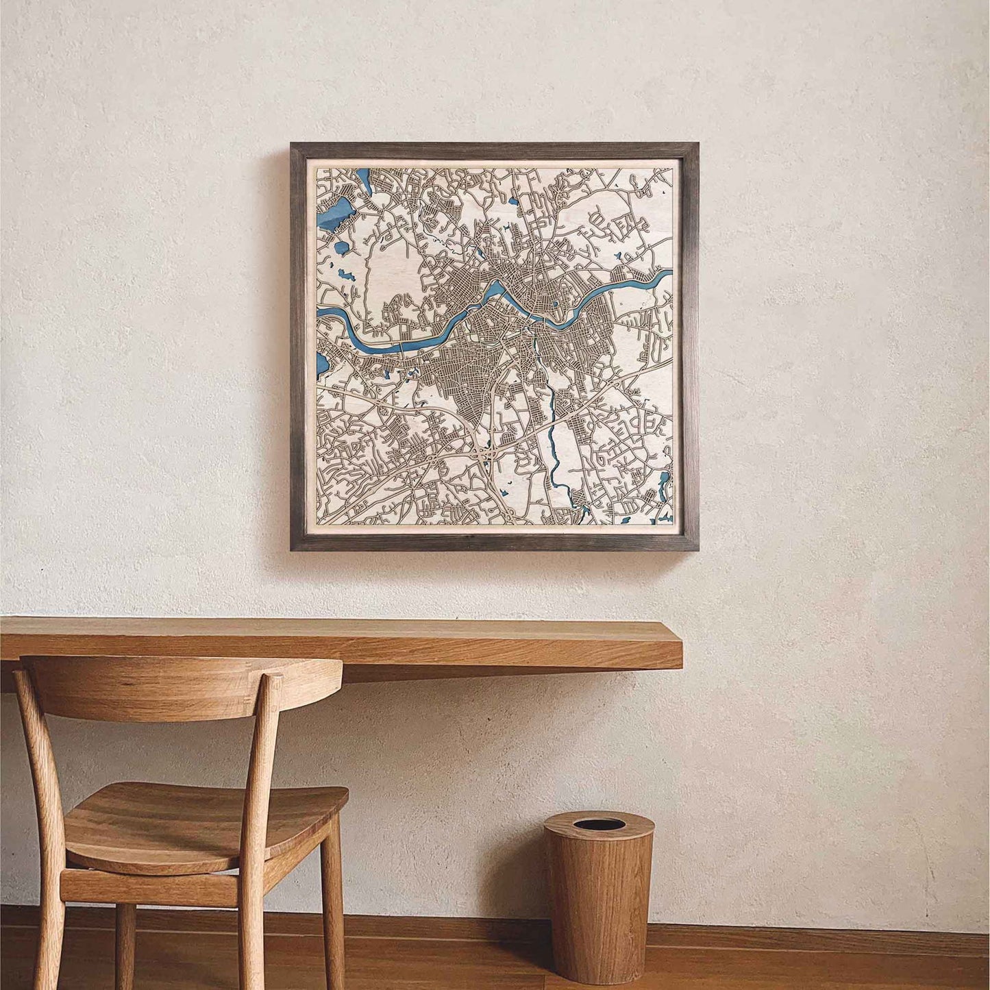 Lowell Wooden Map by CityWood - Custom Wood Map Art - Unique Laser Cut Engraved - Anniversary Gift