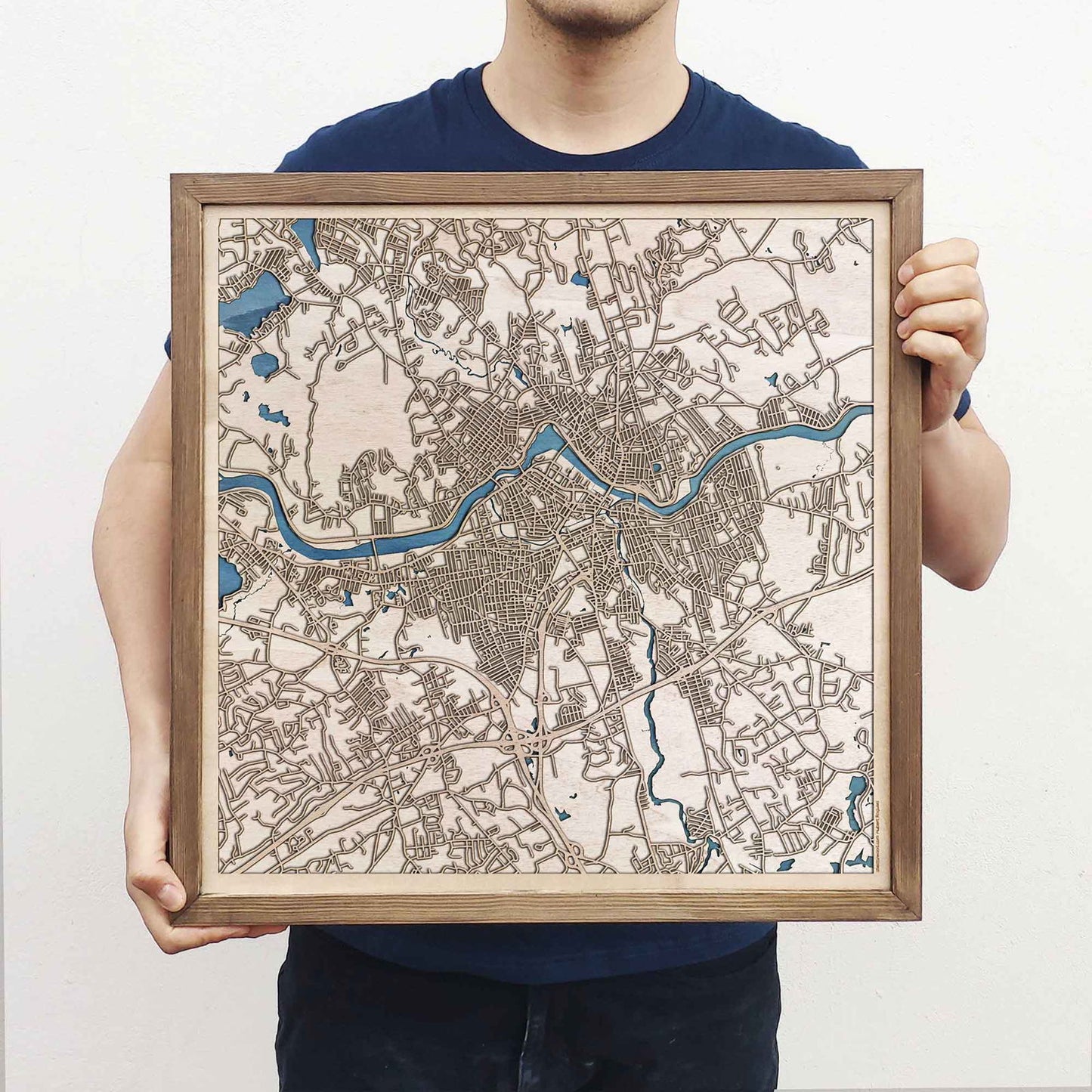 Lowell Wooden Map by CityWood - Custom Wood Map Art - Unique Laser Cut Engraved - Anniversary Gift