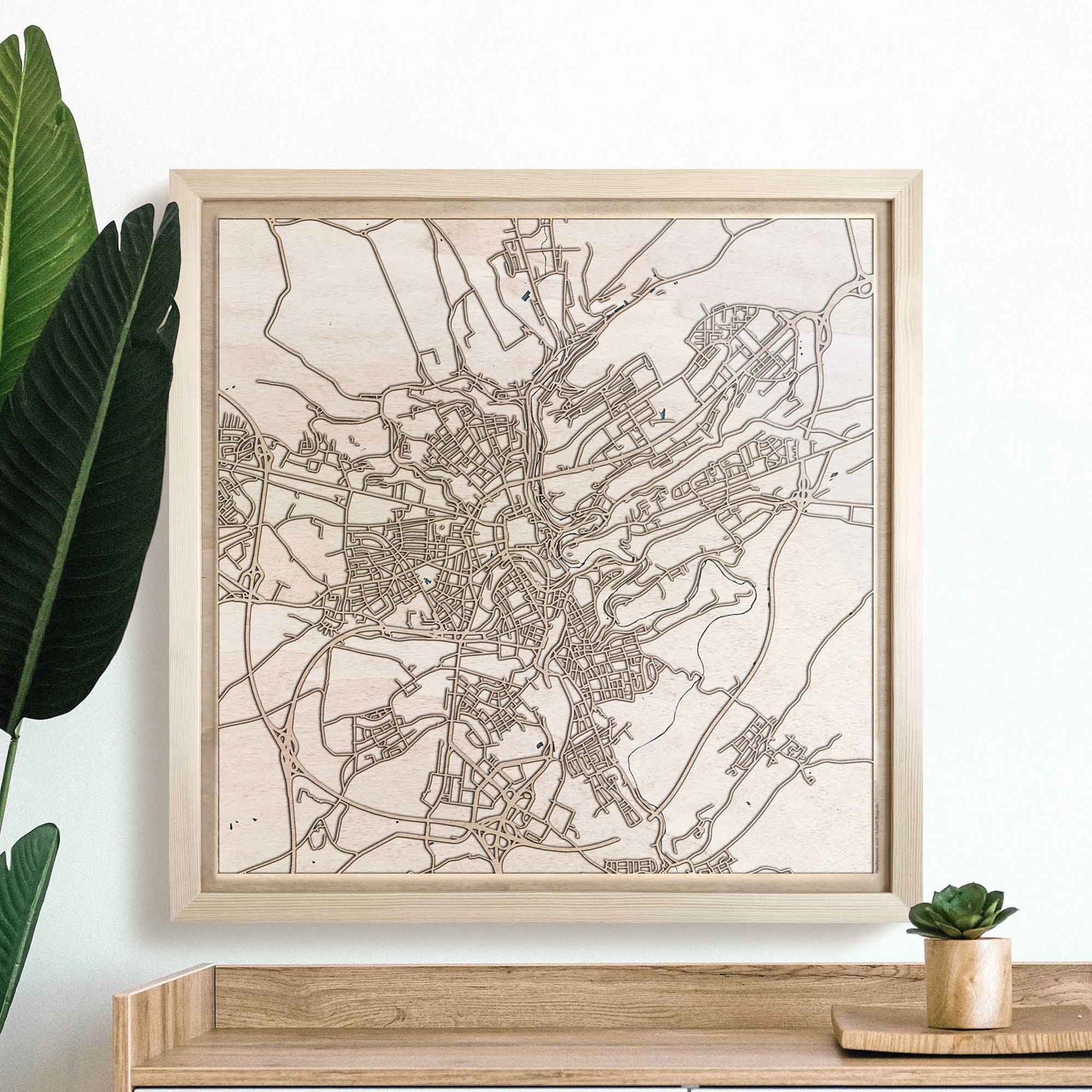 Luxembourg Wooden Map by CityWood - Custom Wood Map Art - Unique Laser Cut Engraved - Anniversary Gift