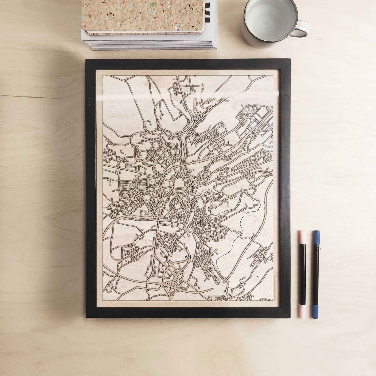 Luxembourg Wooden Map by CityWood - Custom Wood Map Art - Unique Laser Cut Engraved - Anniversary Gift