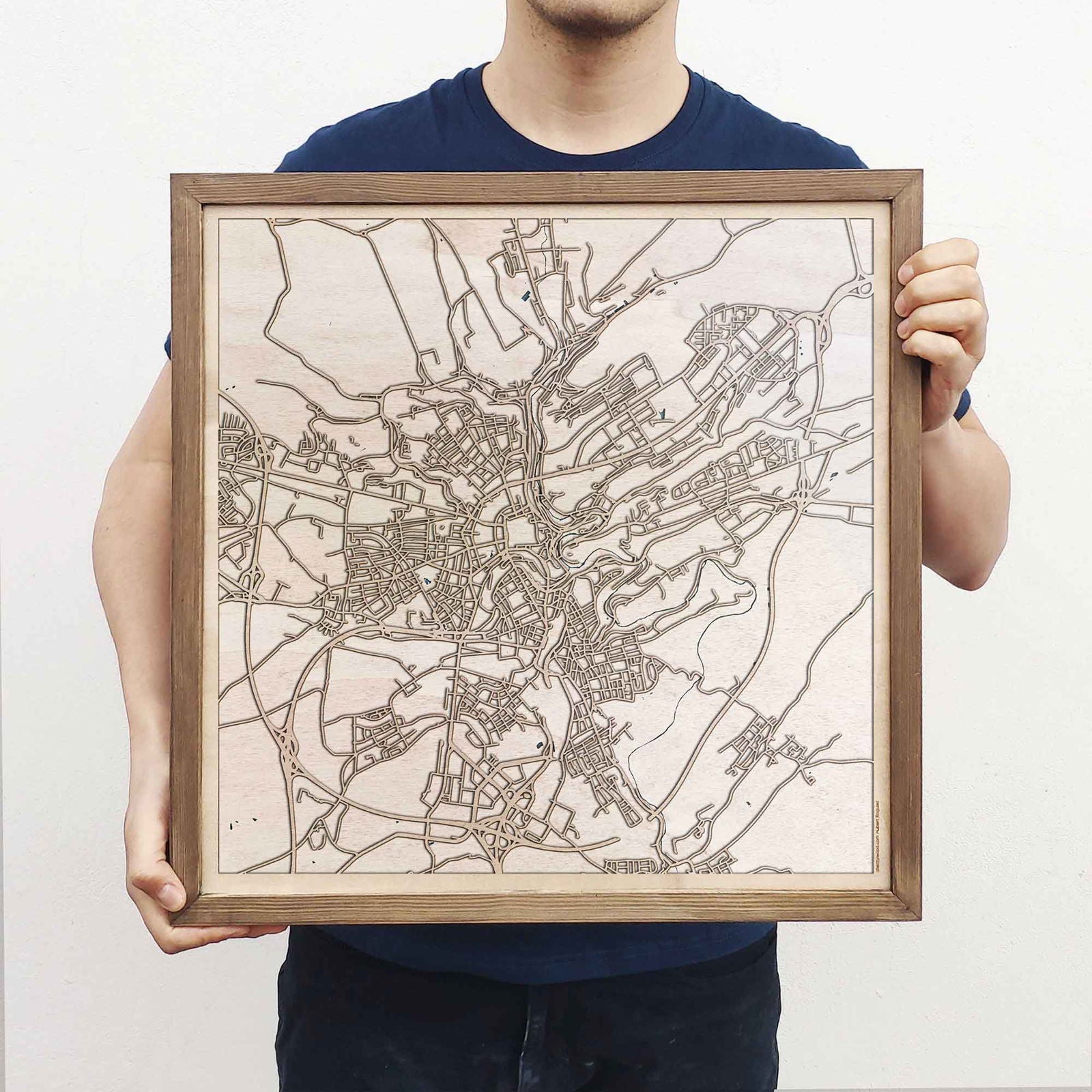 Luxembourg Wooden Map by CityWood - Custom Wood Map Art - Unique Laser Cut Engraved - Anniversary Gift