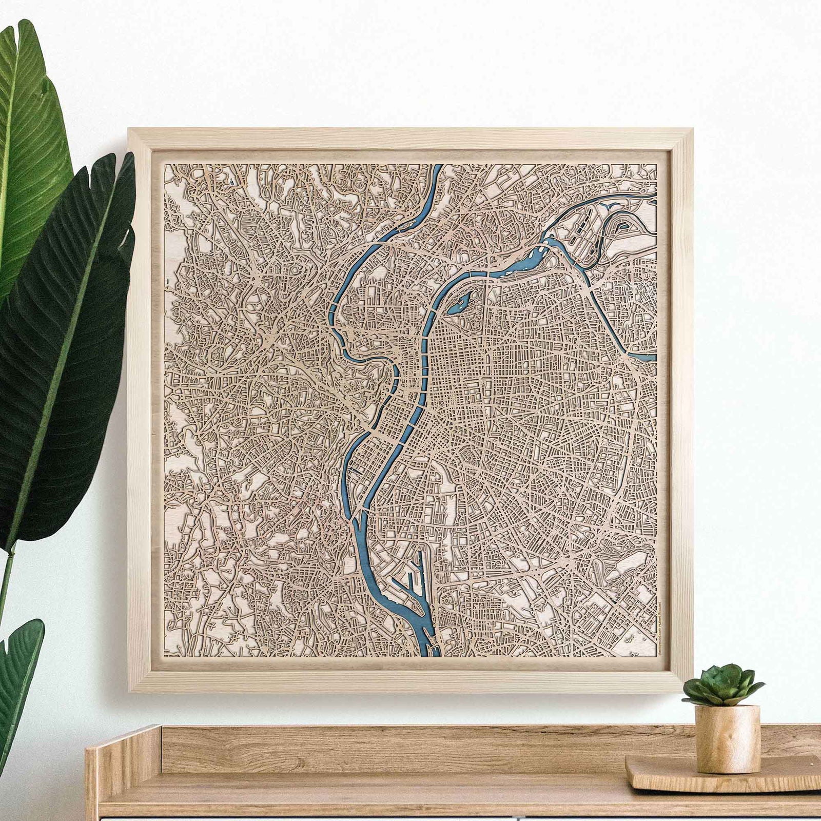 Lyon Wooden Map by CityWood - Custom Wood Map Art - Unique Laser Cut Engraved - Anniversary Gift