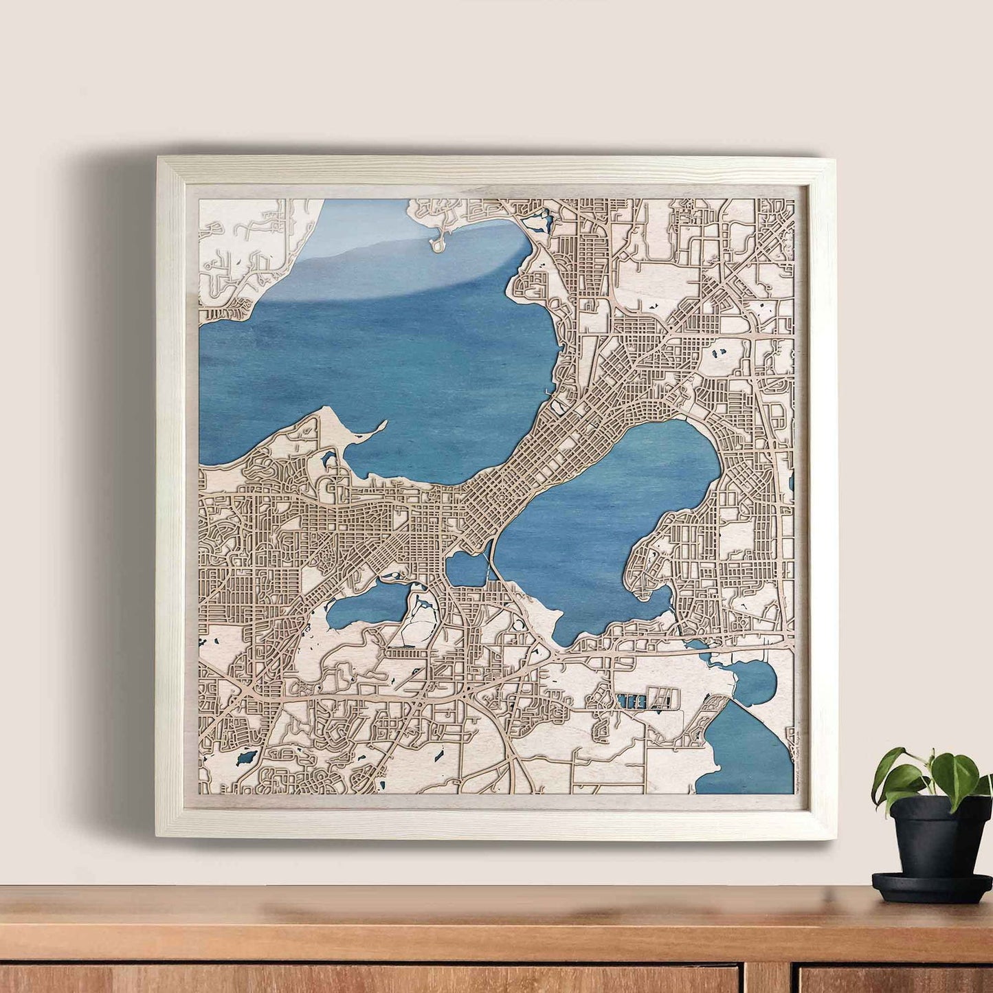 Madison Wooden Map by CityWood - Custom Wood Map Art - Unique Laser Cut Engraved - Anniversary Gift