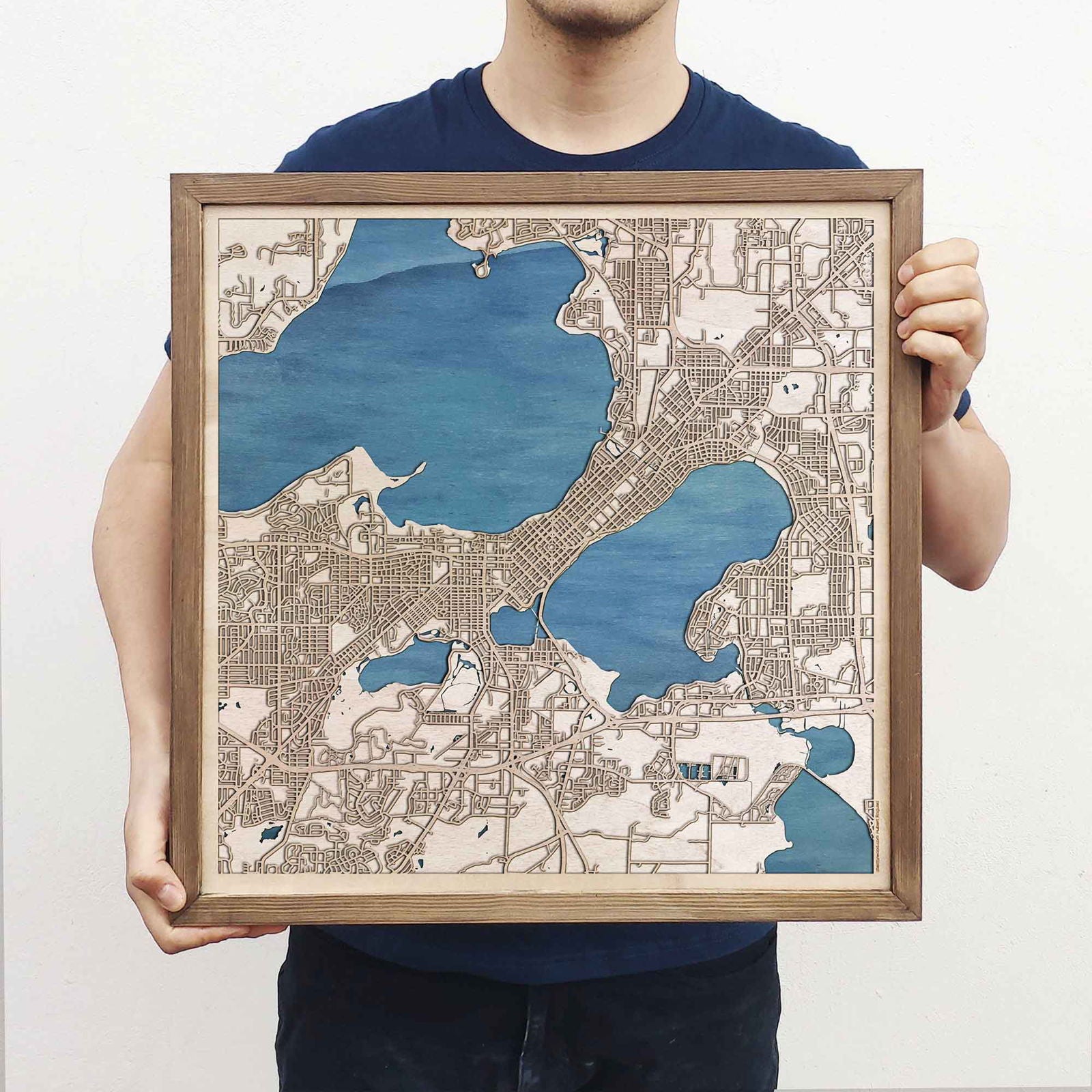 Madison Wooden Map by CityWood - Custom Wood Map Art - Unique Laser Cut Engraved - Anniversary Gift