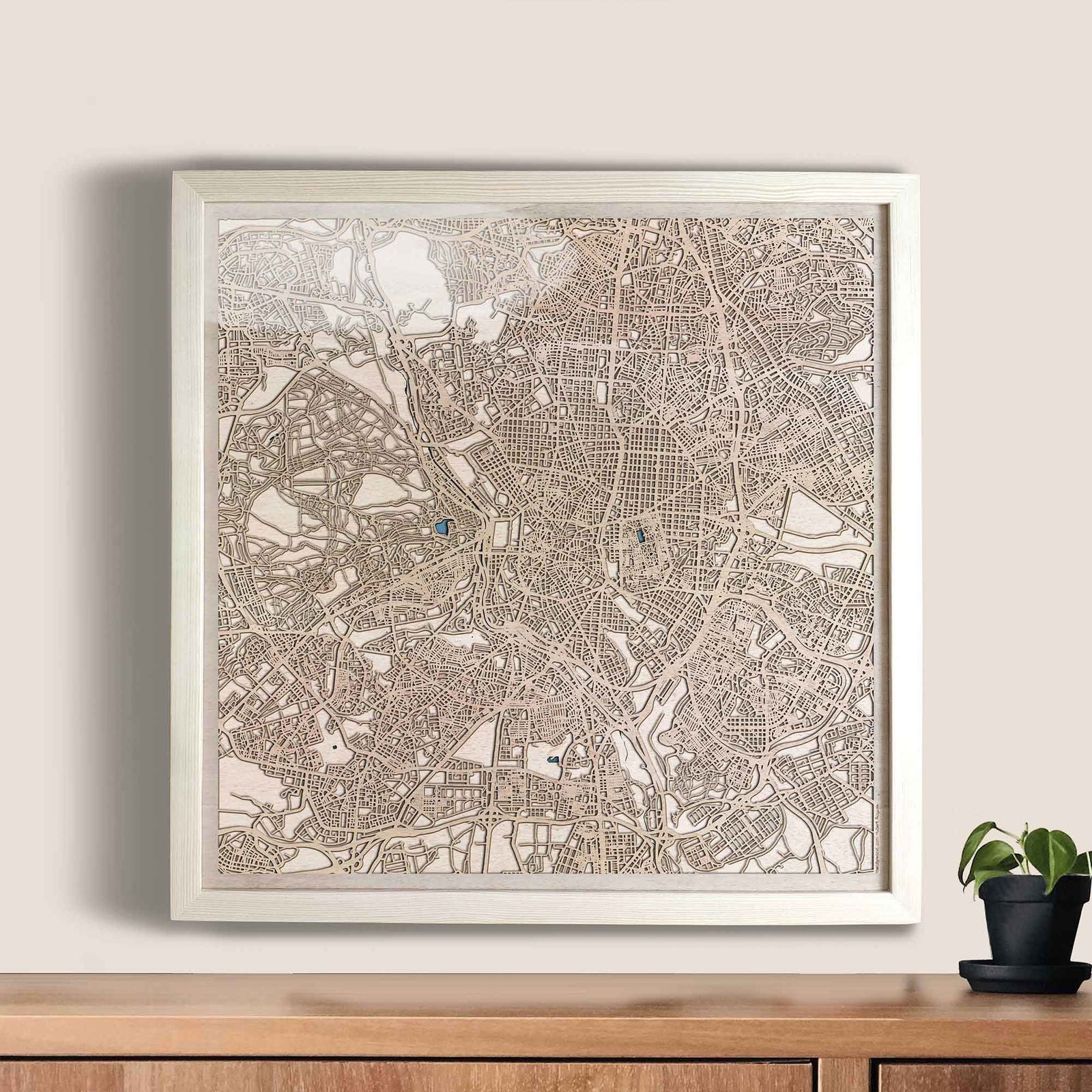 Madrid Wooden Map by CityWood - Custom Wood Map Art - Unique Laser Cut Engraved - Anniversary Gift