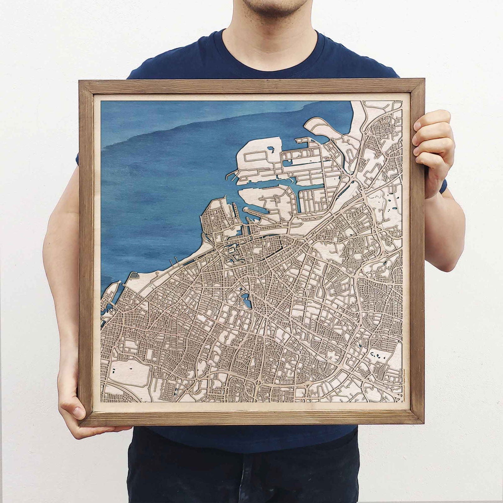Malmo Wooden Map by CityWood - Custom Wood Map Art - Unique Laser Cut Engraved - Anniversary Gift