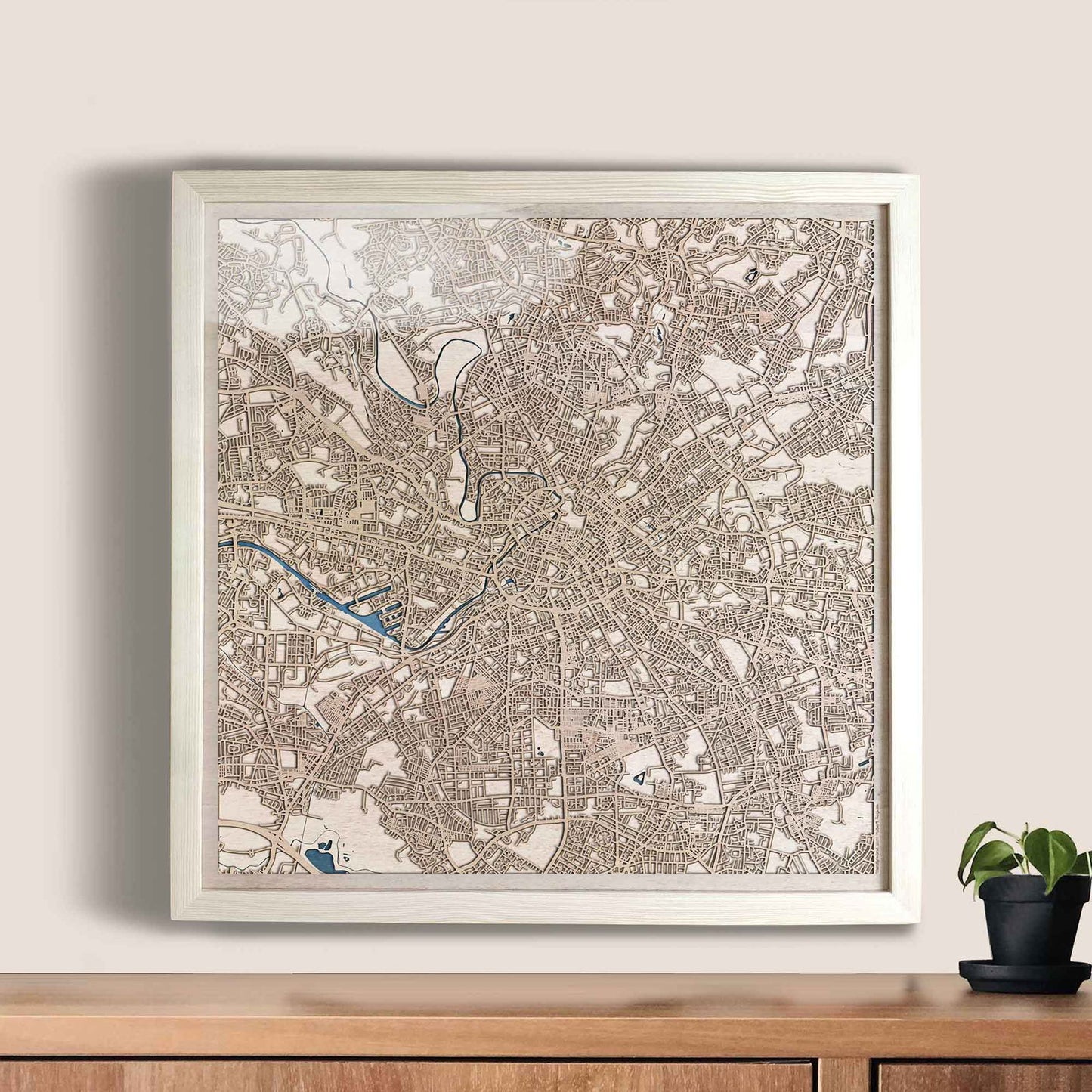 Manchester Wooden Map by CityWood - Custom Wood Map Art - Unique Laser Cut Engraved - Anniversary Gift