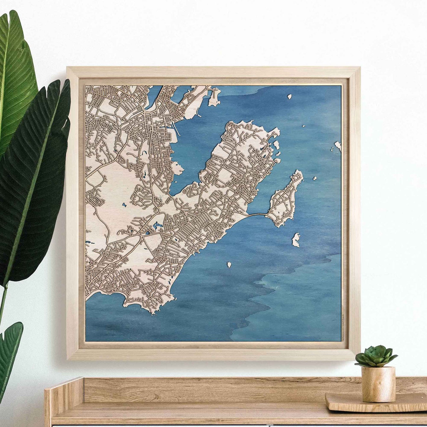 Marblehead Wooden Map by CityWood - Custom Wood Map Art - Unique Laser Cut Engraved - Anniversary Gift