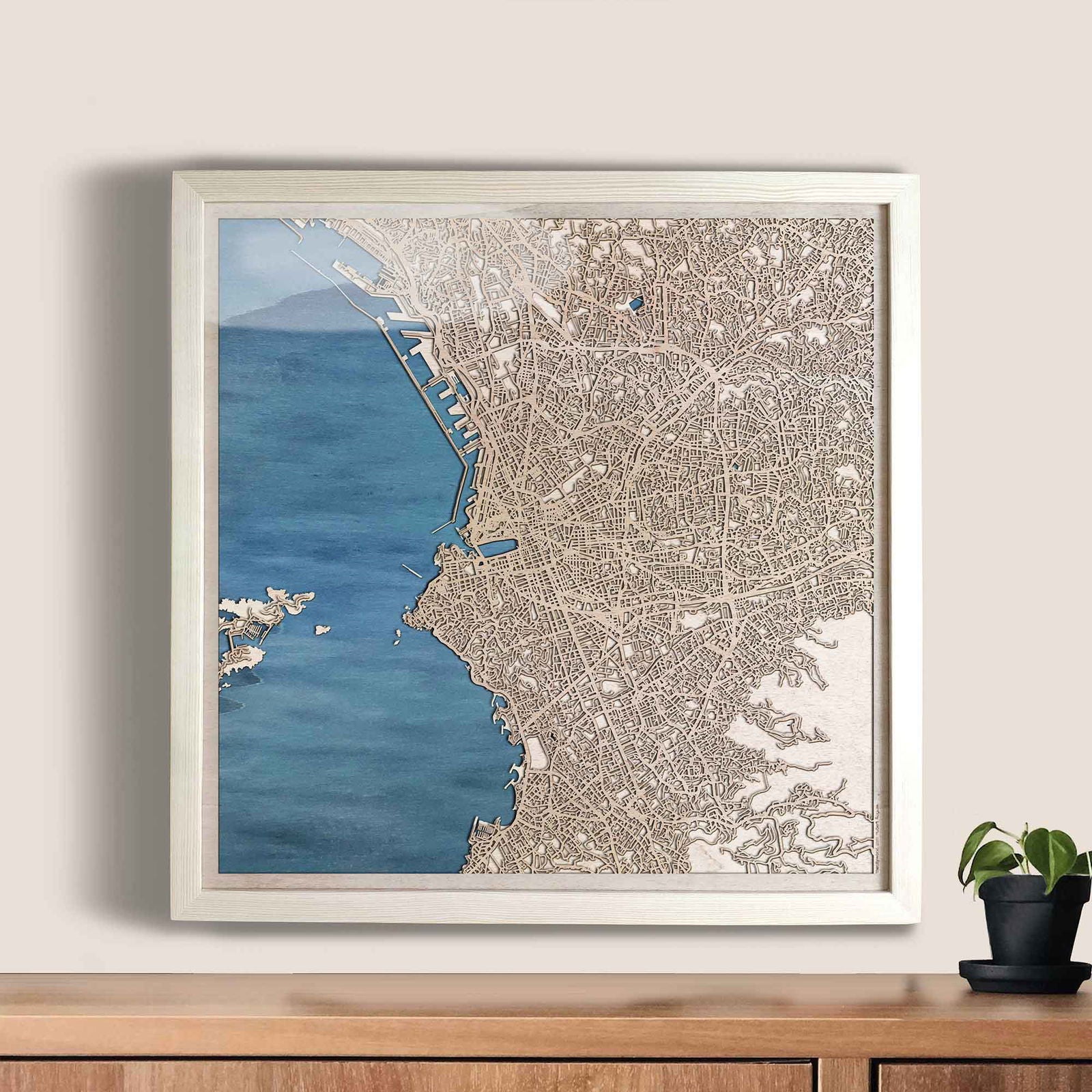 Marseille Wooden Map by CityWood - Custom Wood Map Art - Unique Laser Cut Engraved - Anniversary Gift