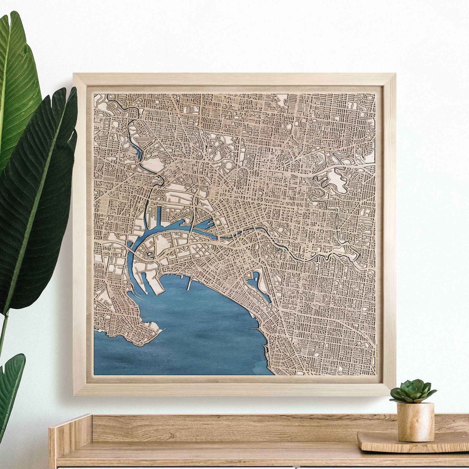 Melbourne Wooden Map by CityWood - Custom Wood Map Art - Unique Laser Cut Engraved - Anniversary Gift