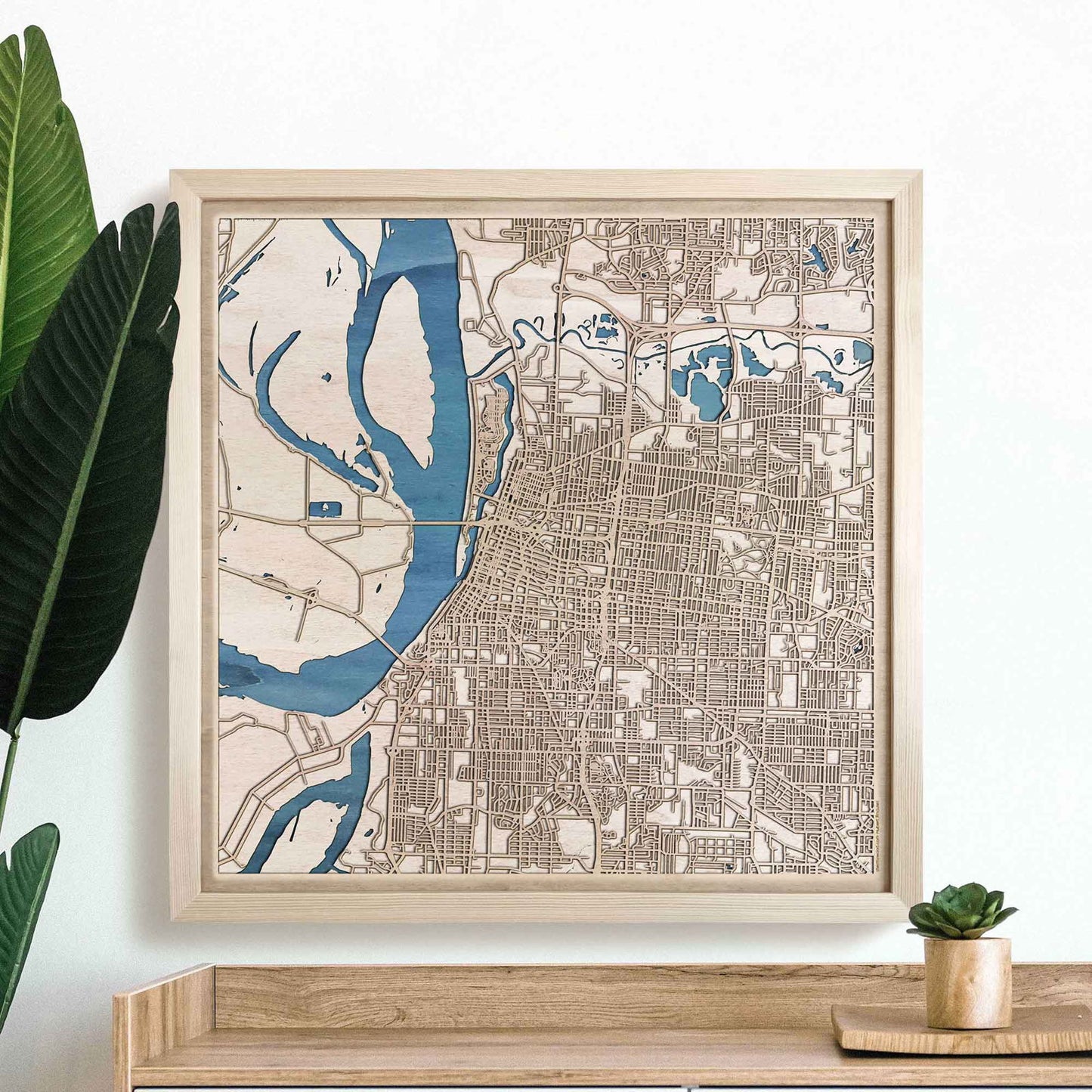 Memphis Wooden Map by CityWood - Custom Wood Map Art - Unique Laser Cut Engraved - Anniversary Gift