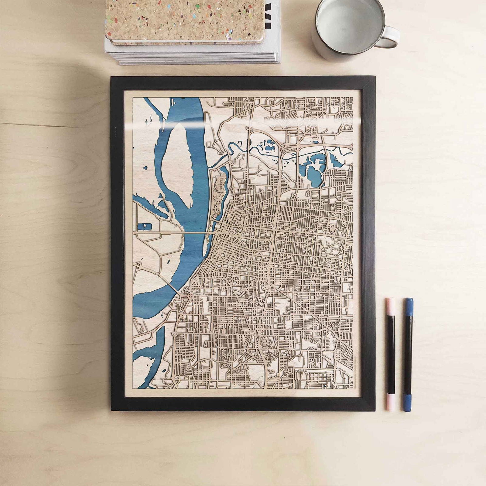 Memphis Wooden Map by CityWood - Custom Wood Map Art - Unique Laser Cut Engraved - Anniversary Gift