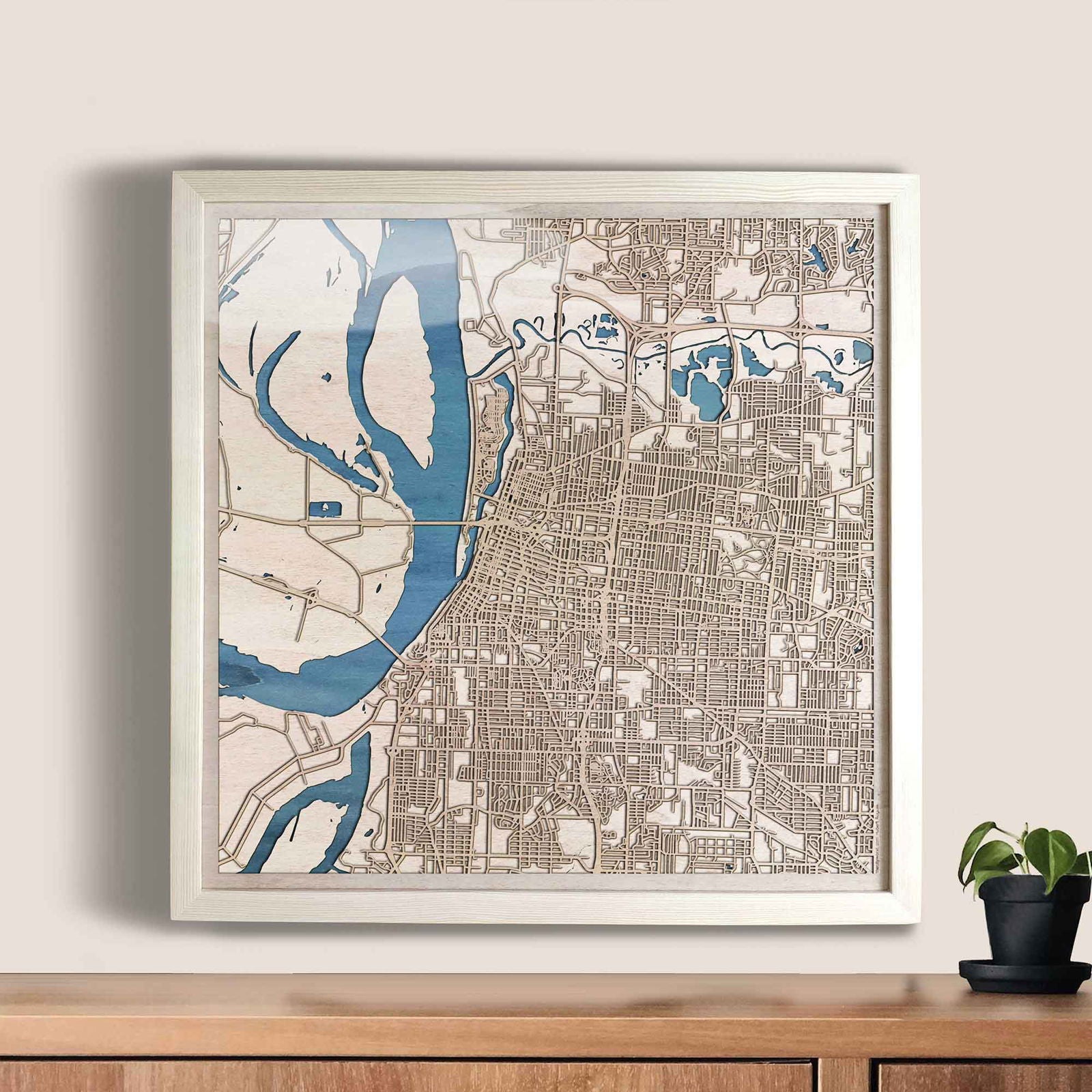 Memphis Wooden Map by CityWood - Custom Wood Map Art - Unique Laser Cut Engraved - Anniversary Gift