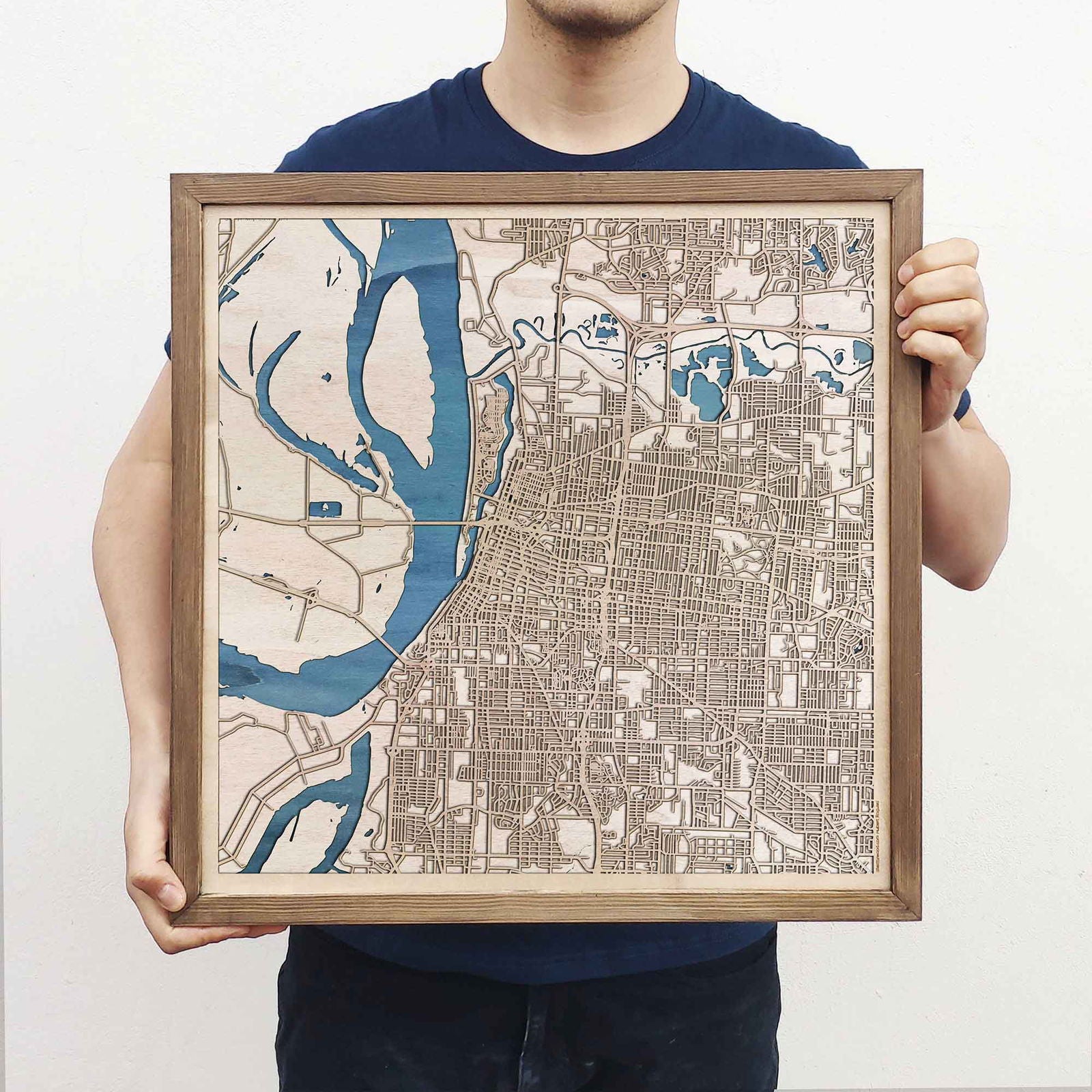 Memphis Wooden Map by CityWood - Custom Wood Map Art - Unique Laser Cut Engraved - Anniversary Gift