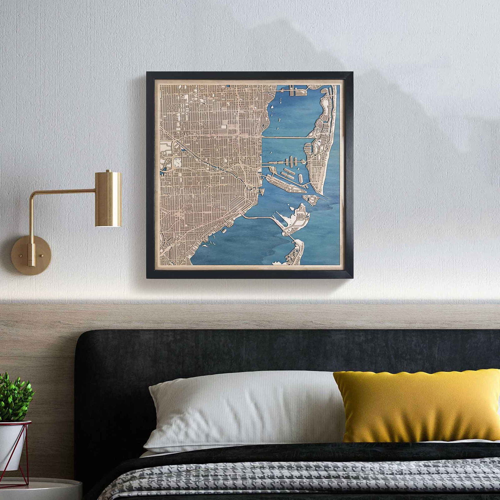 Miami Wooden Map by CityWood - Custom Wood Map Art - Unique Laser Cut Engraved - Anniversary Gift