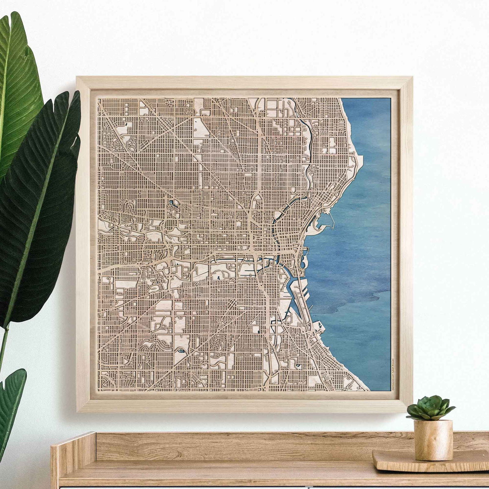 Milwaukee Wooden Map by CityWood - Custom Wood Map Art - Unique Laser Cut Engraved - Anniversary Gift