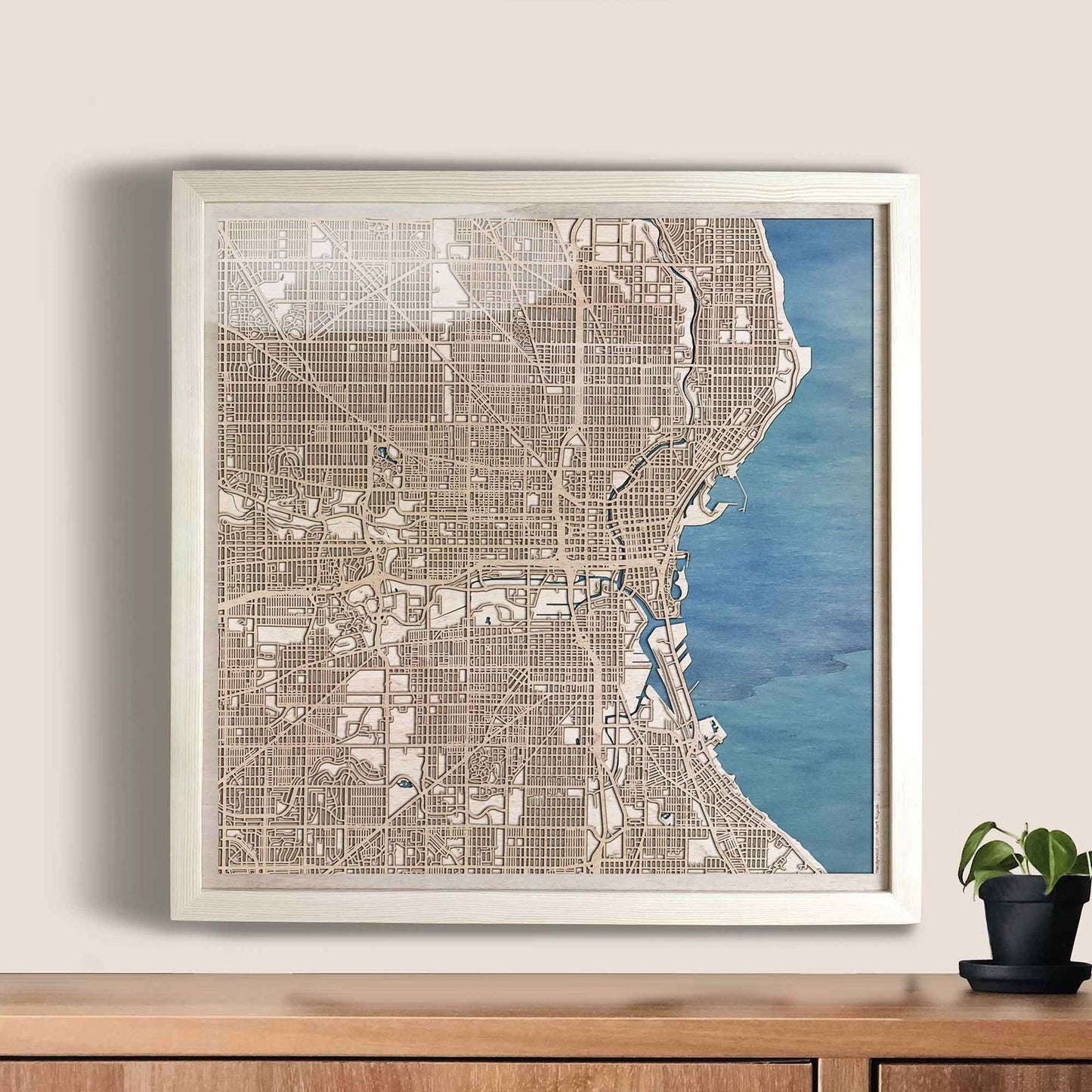 Milwaukee Wooden Map by CityWood - Custom Wood Map Art - Unique Laser Cut Engraved - Anniversary Gift