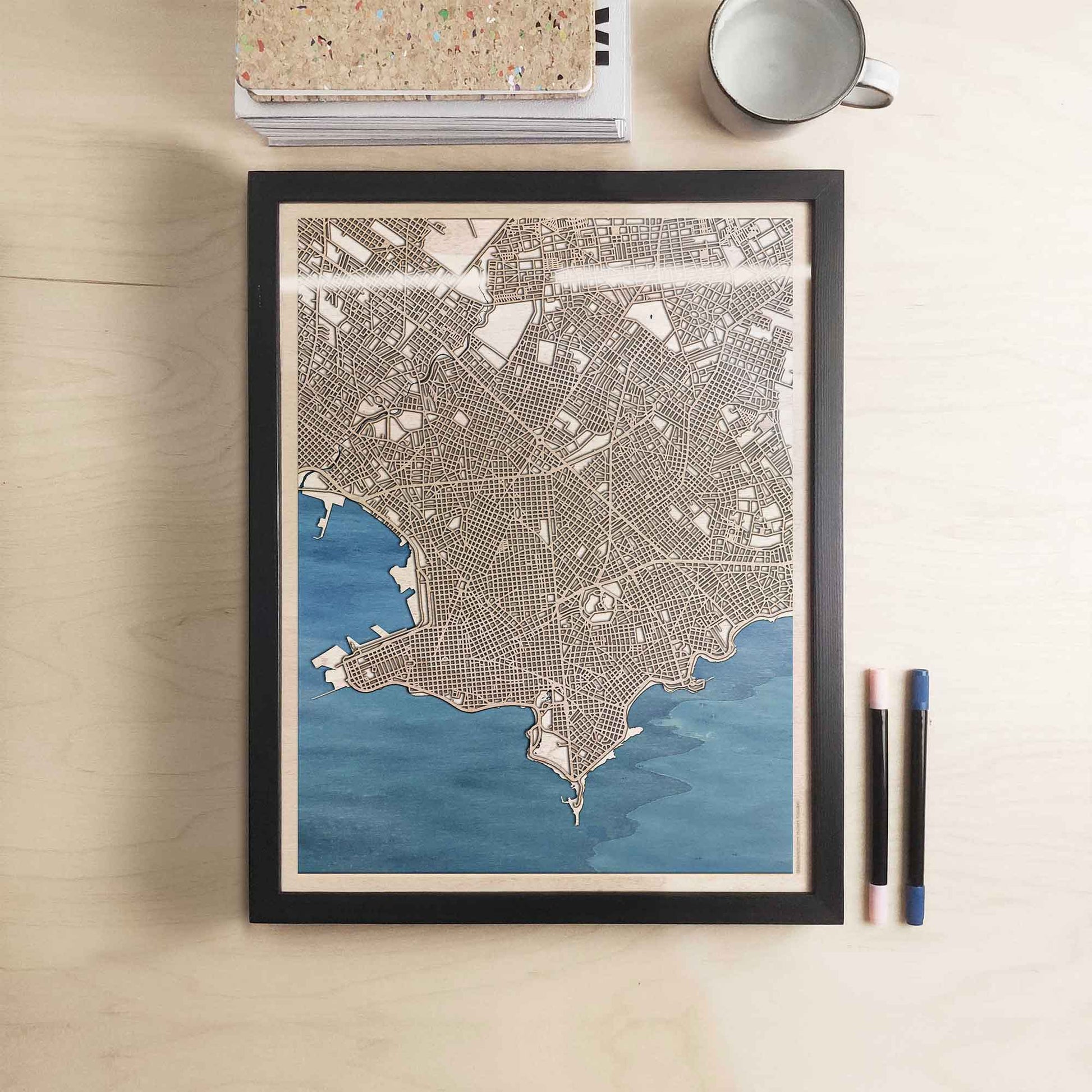 Montevideo Wooden Map by CityWood - Custom Wood Map Art - Unique Laser Cut Engraved - Anniversary Gift