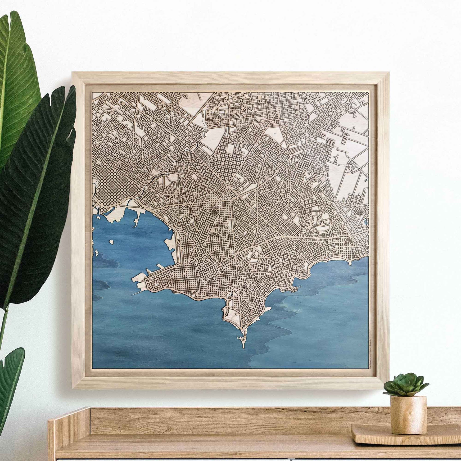 Montevideo Wooden Map by CityWood - Custom Wood Map Art - Unique Laser Cut Engraved - Anniversary Gift