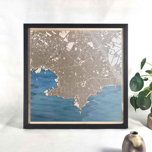 Montevideo Wooden Map by CityWood - Custom Wood Map Art - Unique Laser Cut Engraved - Anniversary Gift