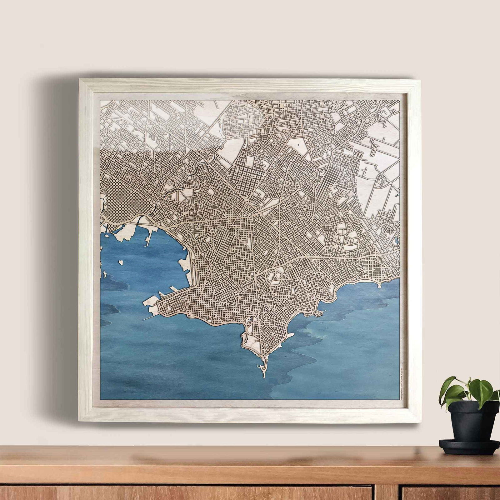 Montevideo Wooden Map by CityWood - Custom Wood Map Art - Unique Laser Cut Engraved - Anniversary Gift