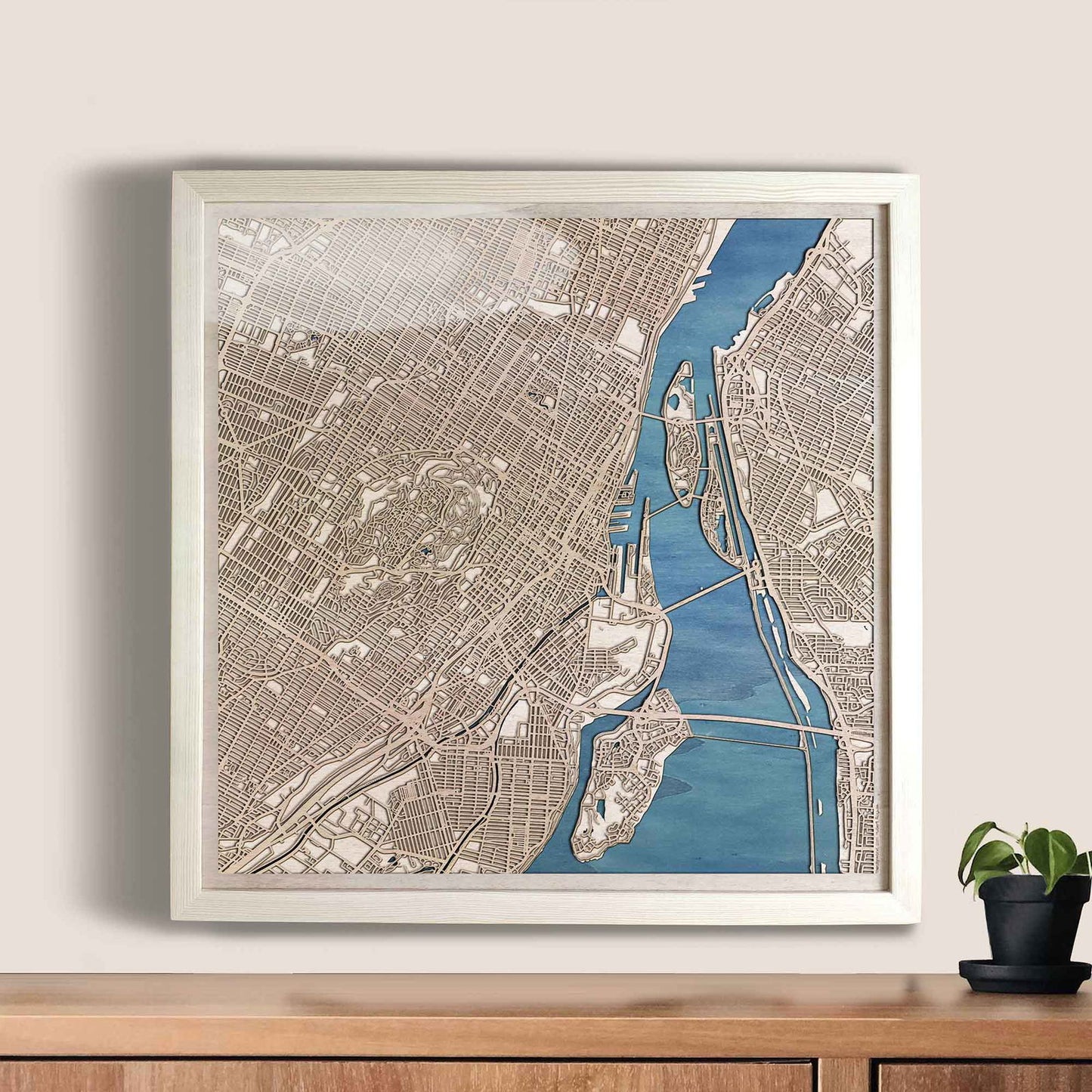 Montreal Wooden Map by CityWood - Custom Wood Map Art - Unique Laser Cut Engraved - Anniversary Gift