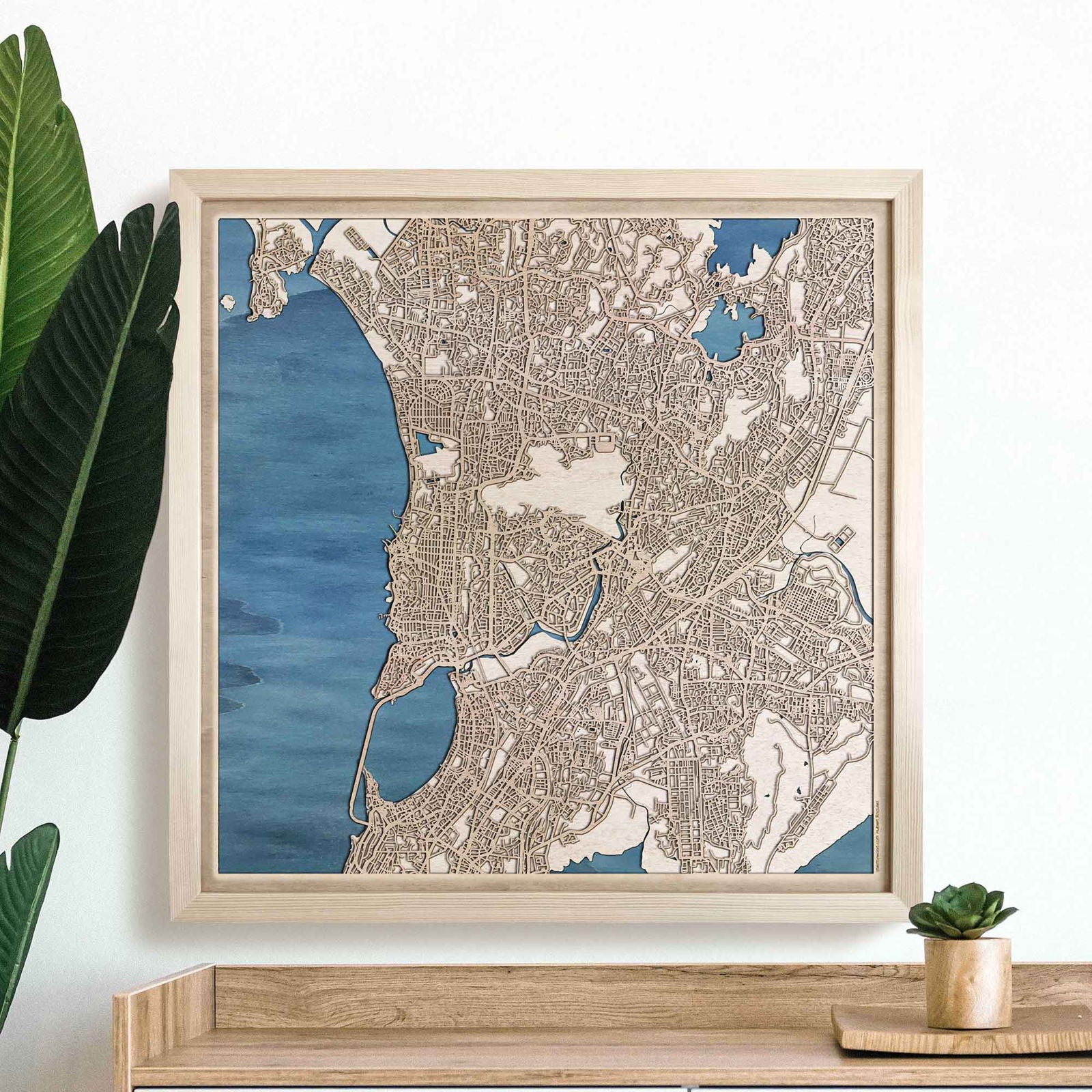 Mumbai Wooden Map by CityWood - Custom Wood Map Art - Unique Laser Cut Engraved - Anniversary Gift