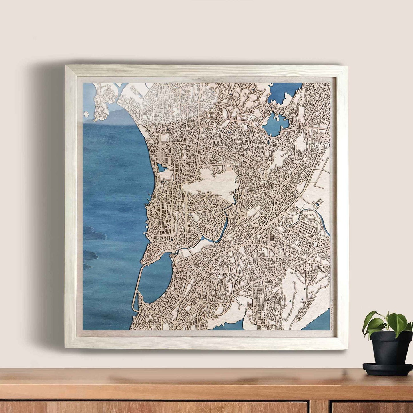 Mumbai Wooden Map by CityWood - Custom Wood Map Art - Unique Laser Cut Engraved - Anniversary Gift