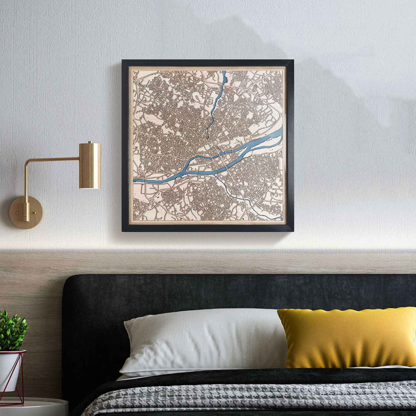 Nantes Wooden Map by CityWood - Custom Wood Map Art - Unique Laser Cut Engraved - Anniversary Gift
