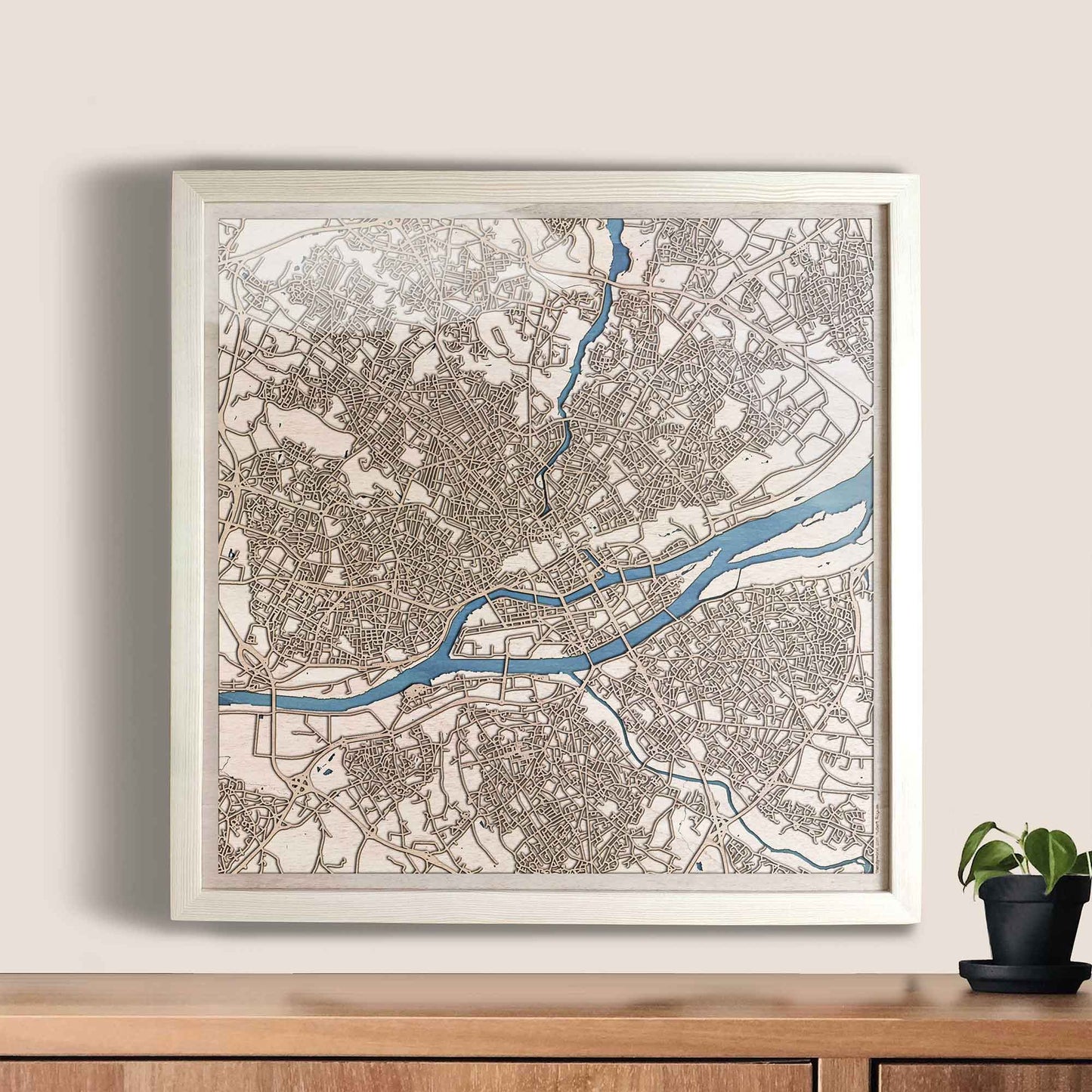 Nantes Wooden Map by CityWood - Custom Wood Map Art - Unique Laser Cut Engraved - Anniversary Gift