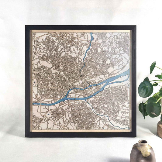 Nantes Wooden Map by CityWood - Custom Wood Map Art - Unique Laser Cut Engraved - Anniversary Gift