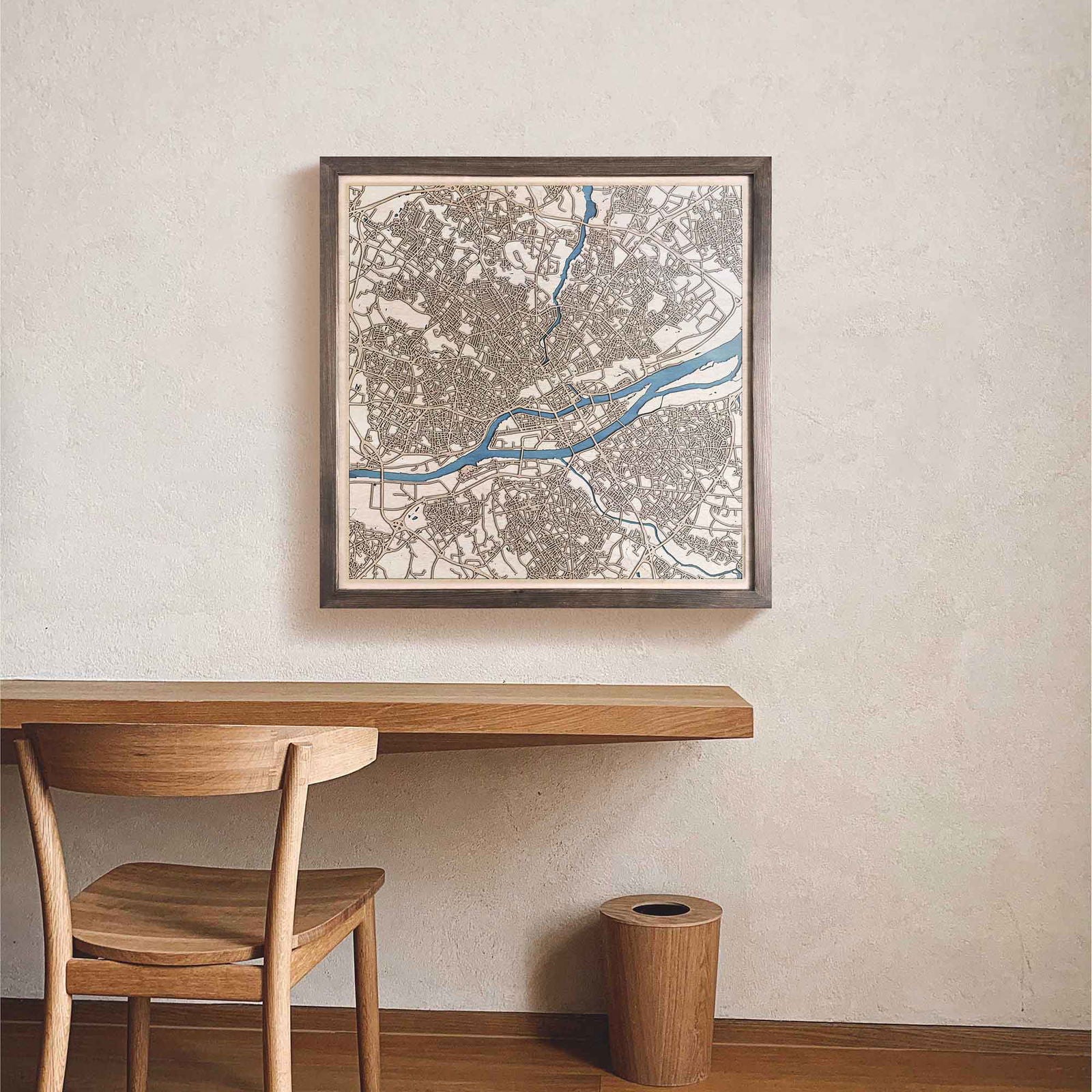 Nantes Wooden Map by CityWood - Custom Wood Map Art - Unique Laser Cut Engraved - Anniversary Gift