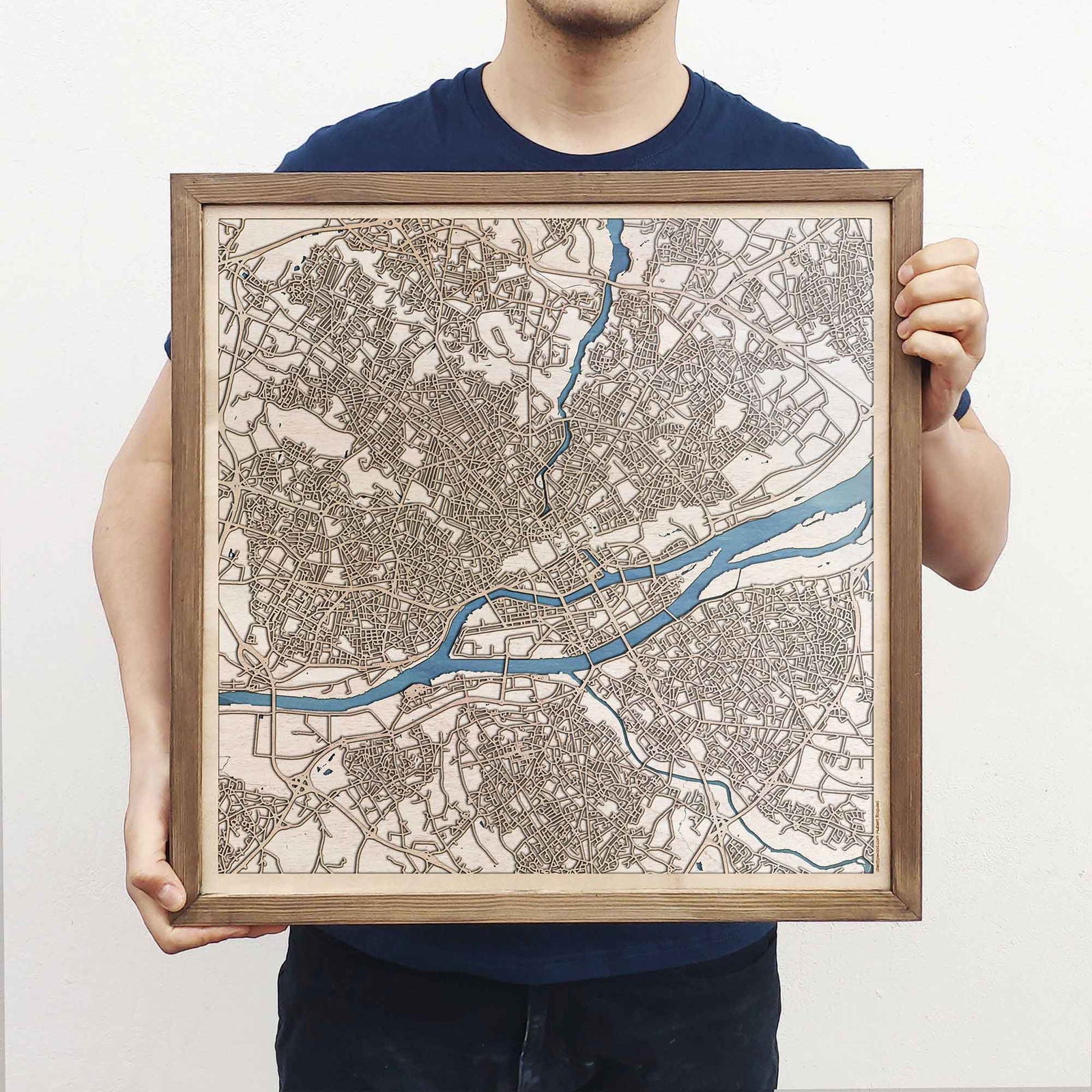 Nantes Wooden Map by CityWood - Custom Wood Map Art - Unique Laser Cut Engraved - Anniversary Gift