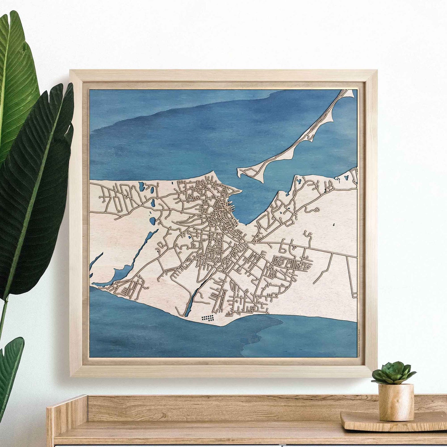 Nantucket Wooden Map by CityWood - Custom Wood Map Art - Unique Laser Cut Engraved - Anniversary Gift