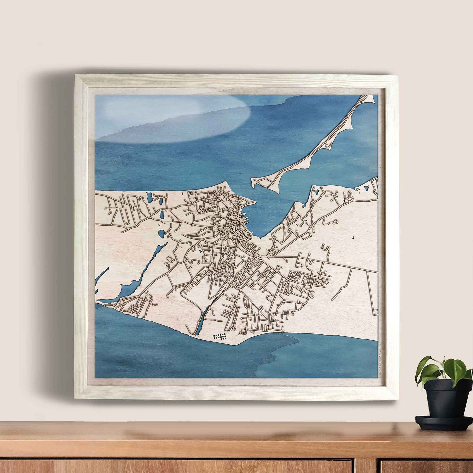 Nantucket Wooden Map by CityWood - Custom Wood Map Art - Unique Laser Cut Engraved - Anniversary Gift