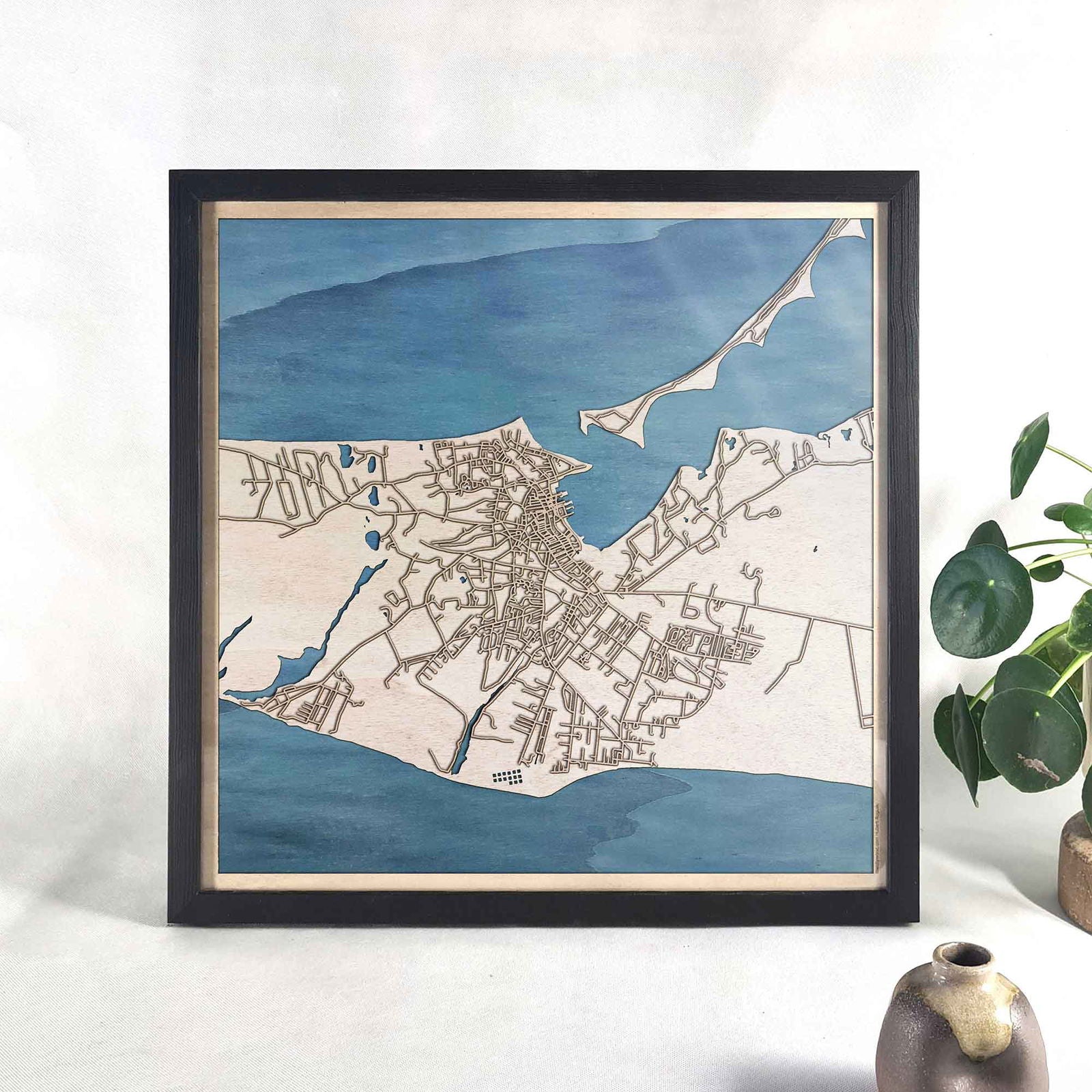Nantucket Wooden Map by CityWood - Custom Wood Map Art - Unique Laser Cut Engraved - Anniversary Gift